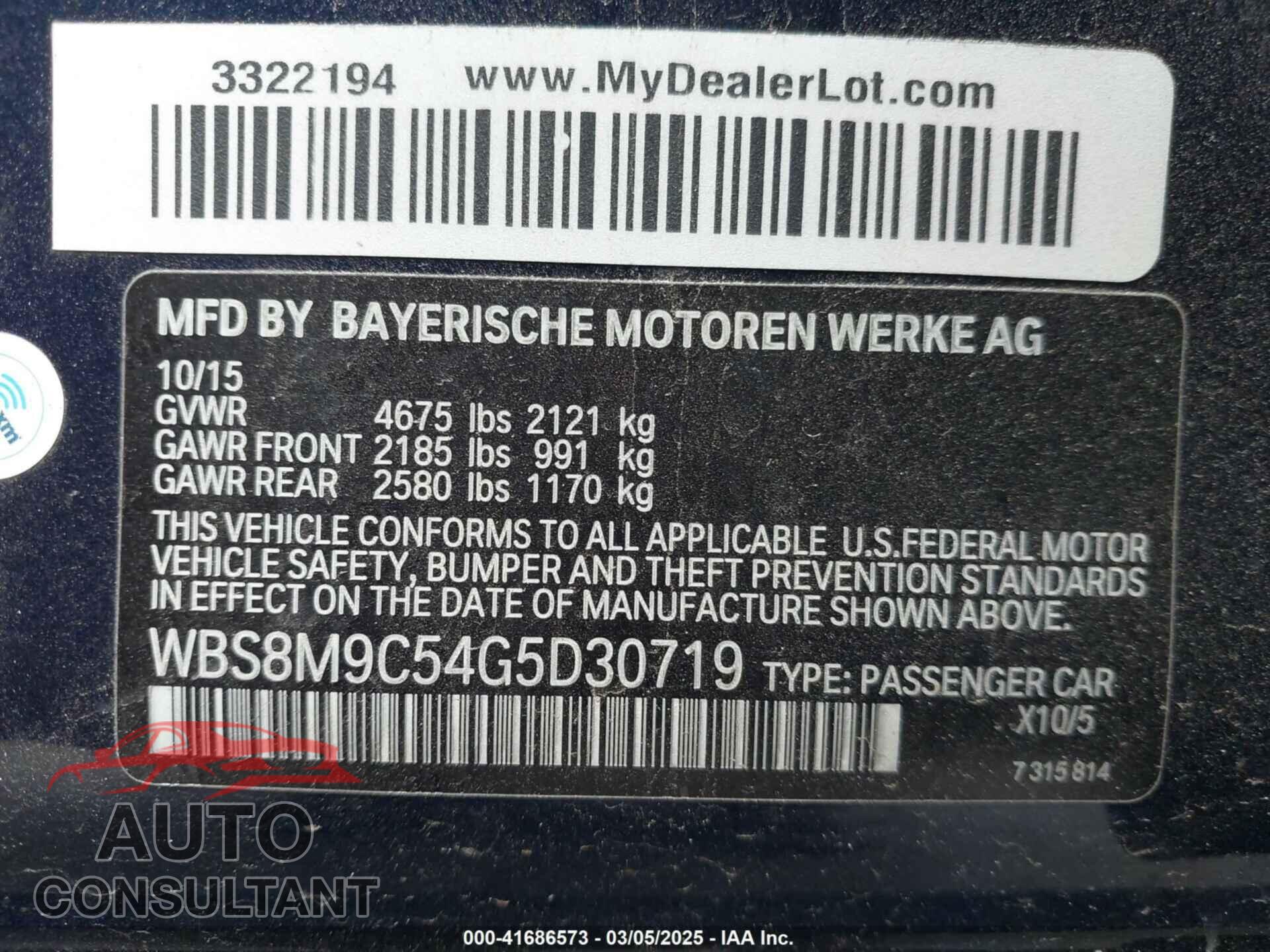 BMW M3 2016 - WBS8M9C54G5D30719