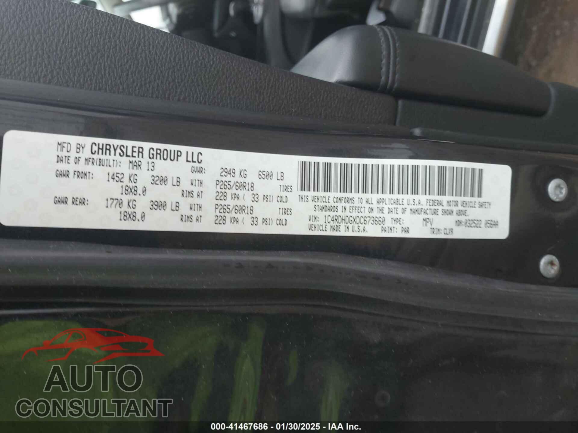 DODGE DURANGO 2013 - 1C4RDHDGXDC673660