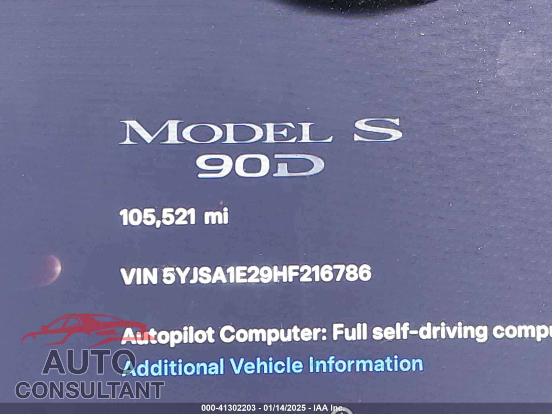 TESLA MODEL S 2017 - 5YJSA1E29HF216786