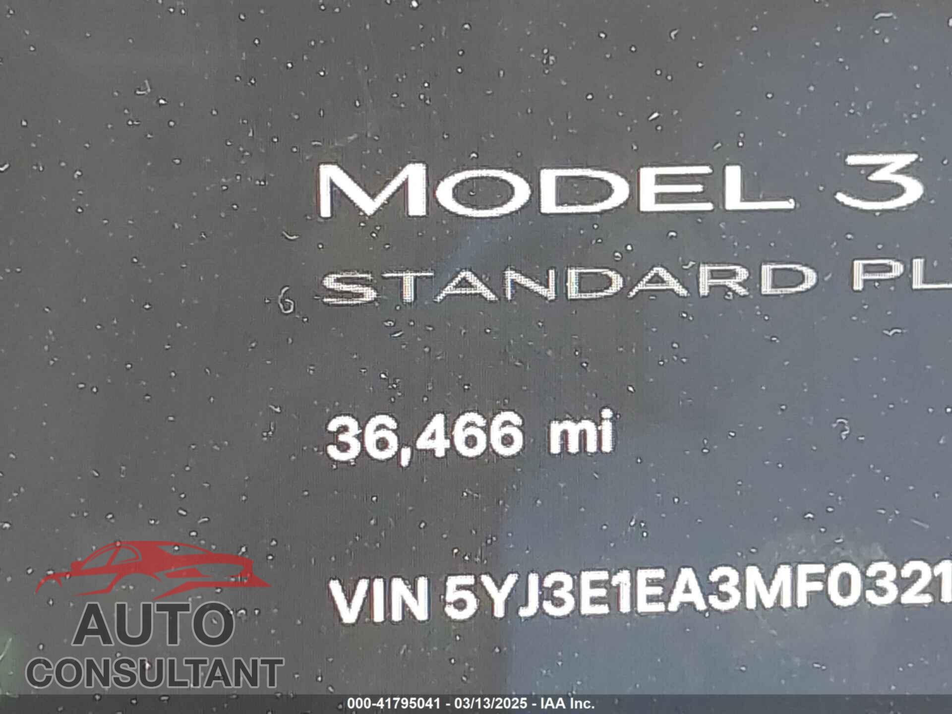 TESLA MODEL 3 2021 - 5YJ3E1EA3MF032180