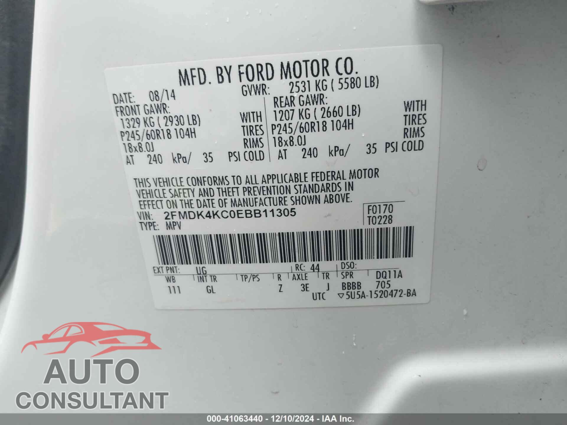 FORD EDGE 2014 - 2FMDK4KC0EBB11305