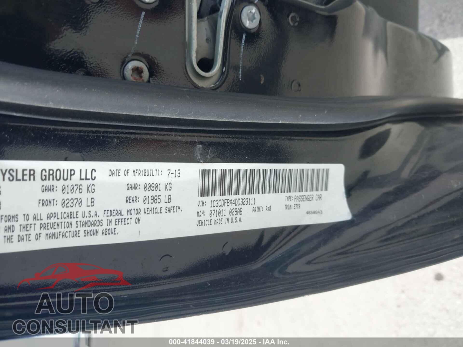 DODGE DART 2013 - 1C3CDFBA4DD323111