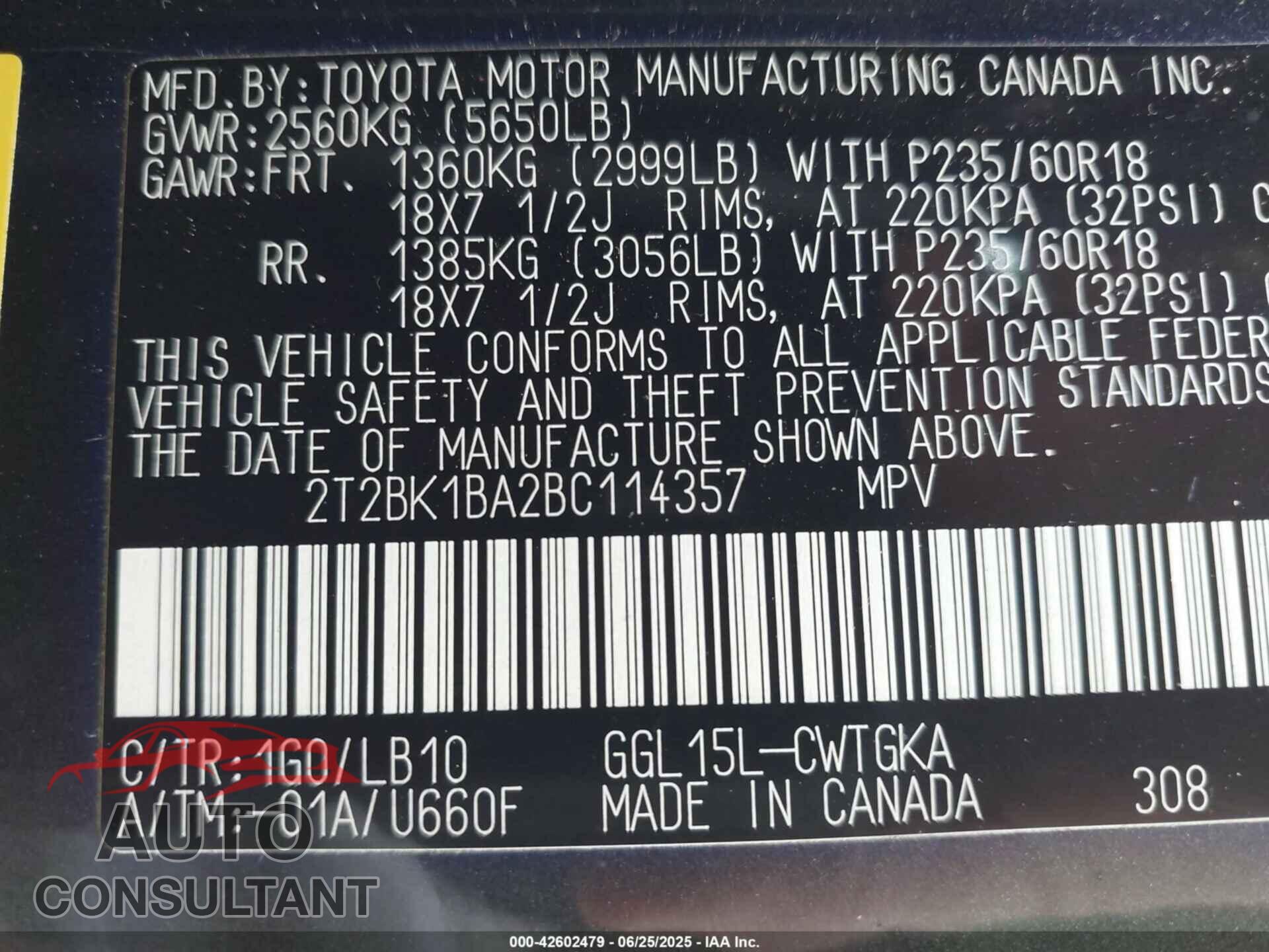 LEXUS RX 350 2011 - 2T2BK1BA2BC114357