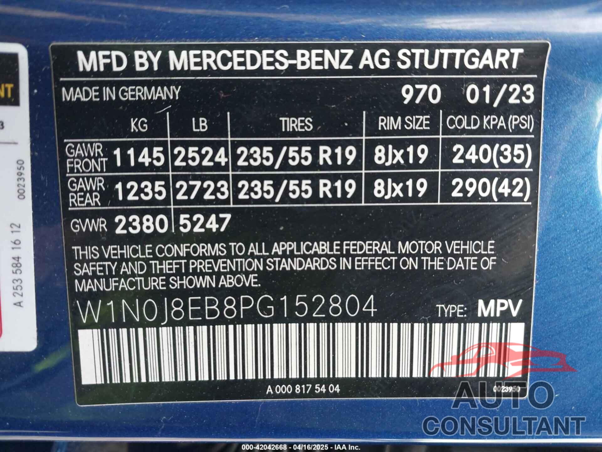 MERCEDES-BENZ GLC 300 2023 - W1N0J8EB8PG152804