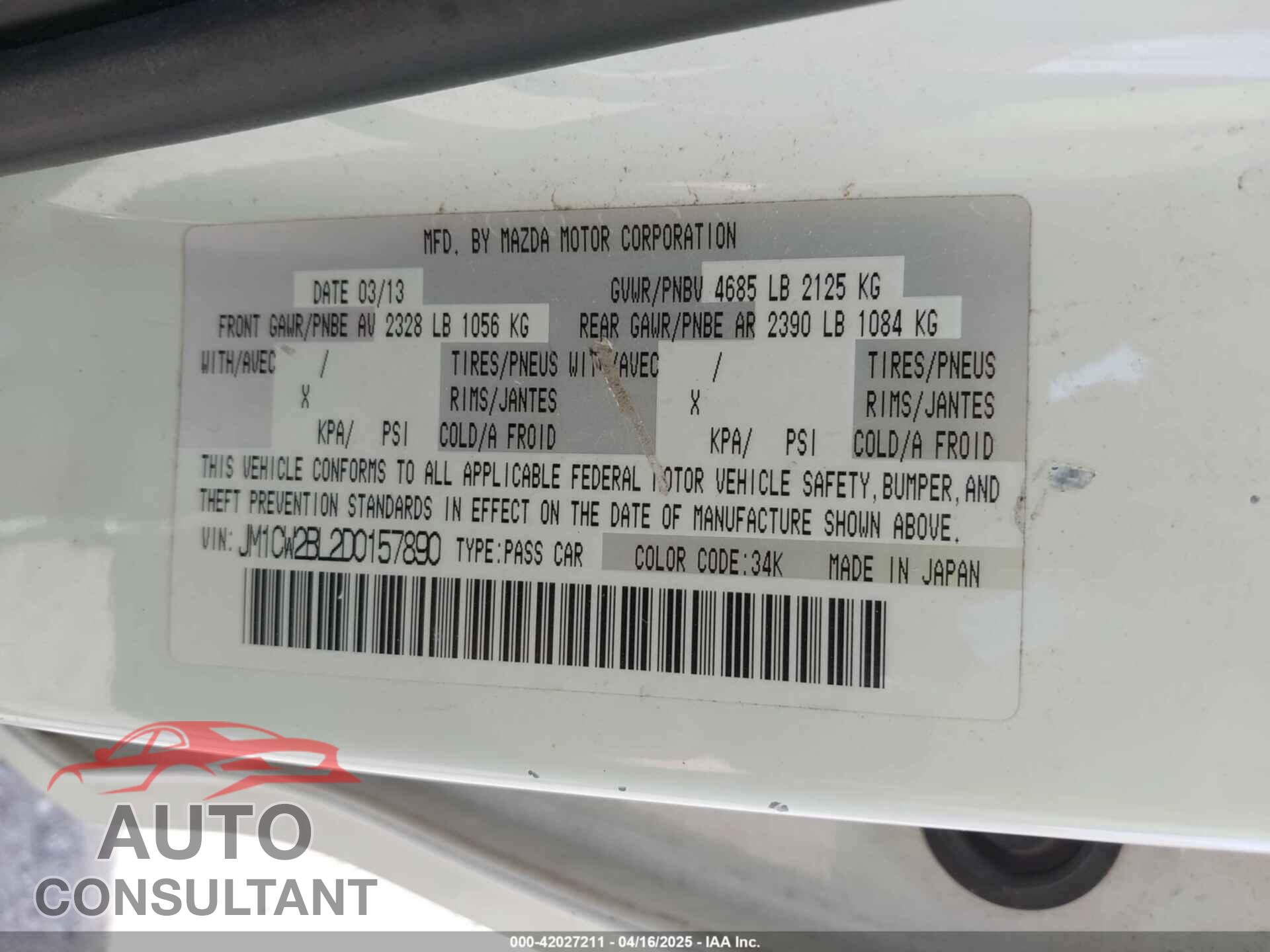 MAZDA MAZDA5 2013 - JM1CW2BL2D0157890
