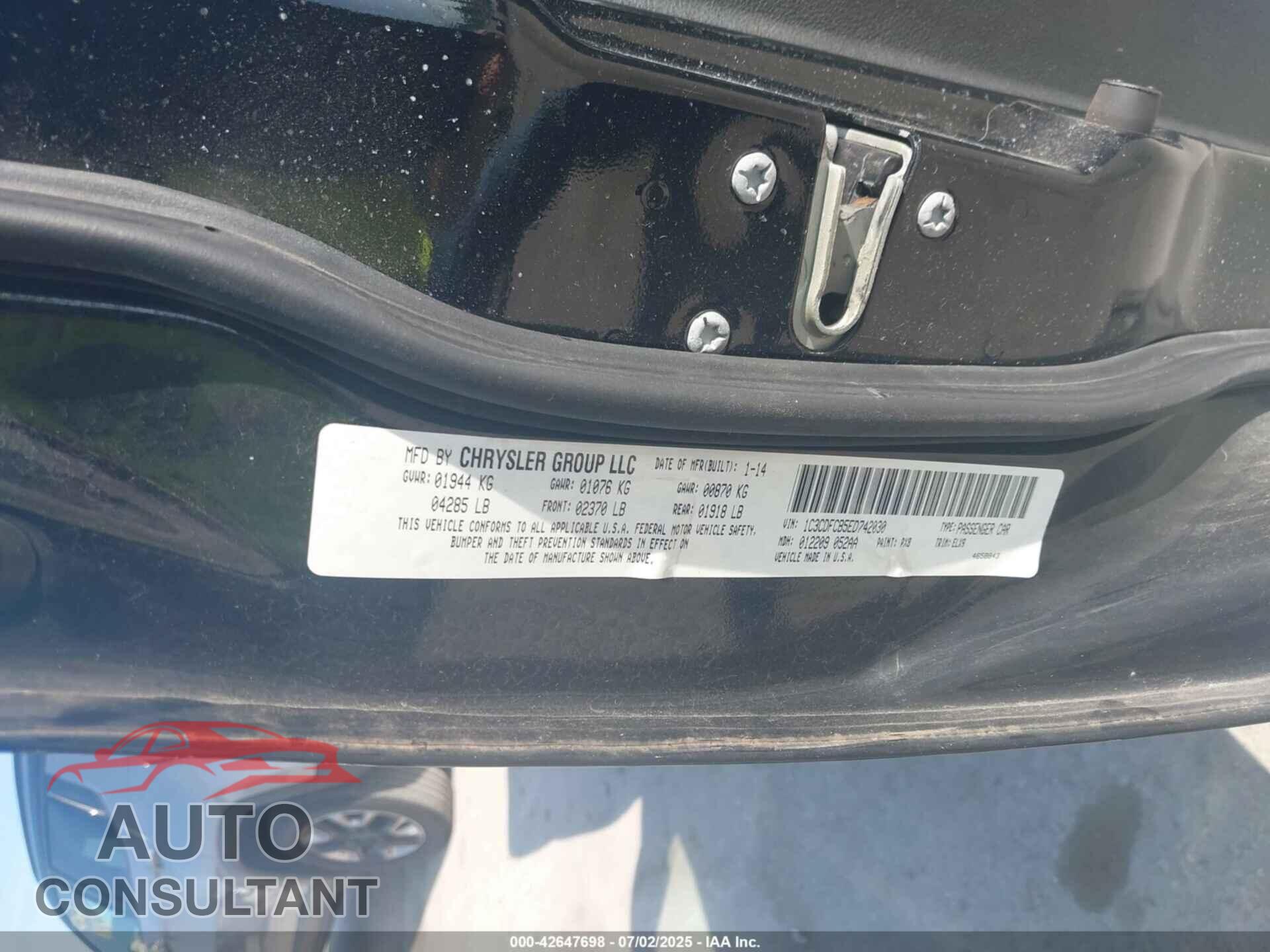 DODGE DART 2014 - 1C3CDFCB5ED742030