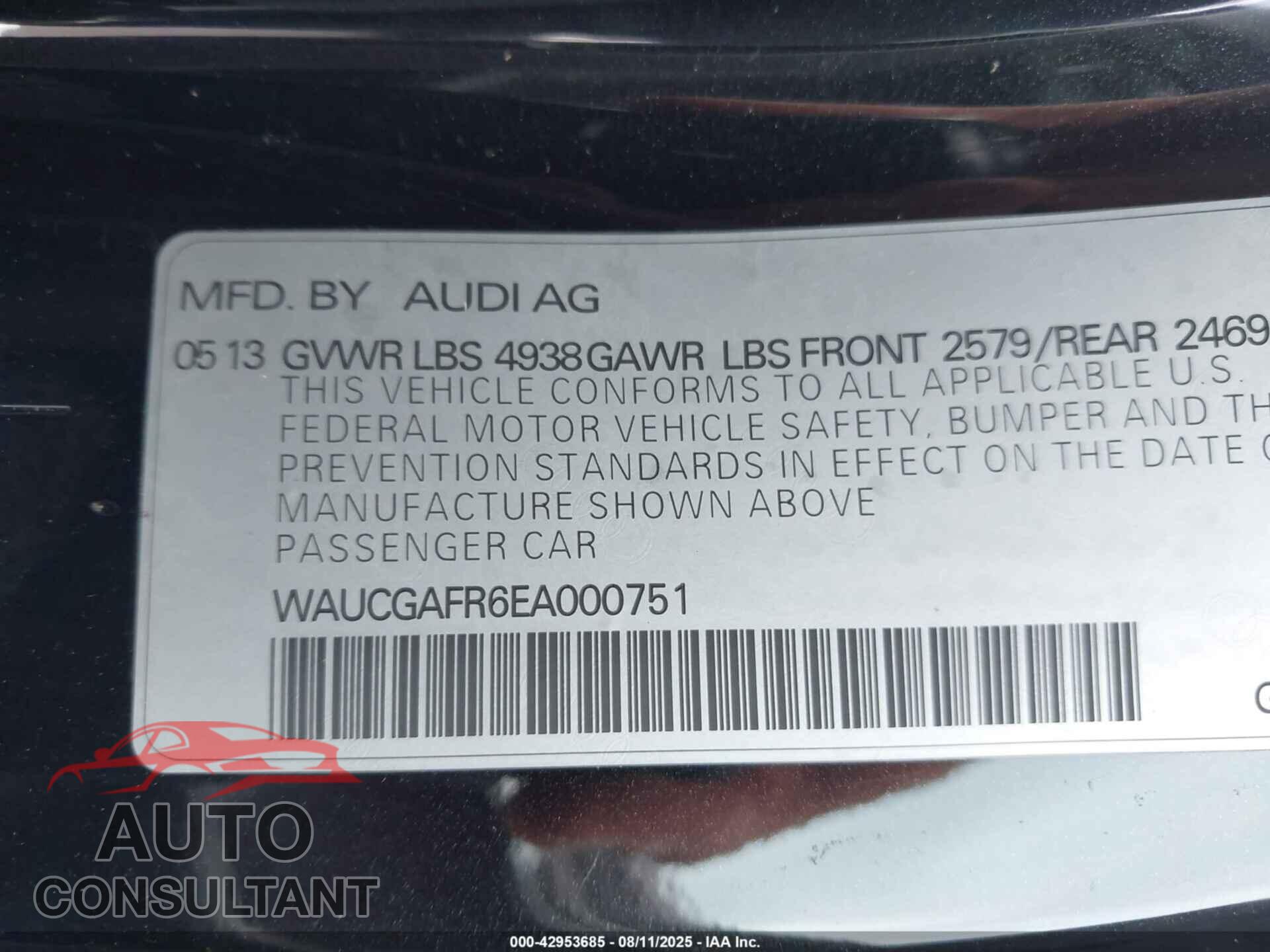 AUDI S5 2014 - WAUCGAFR6EA000751