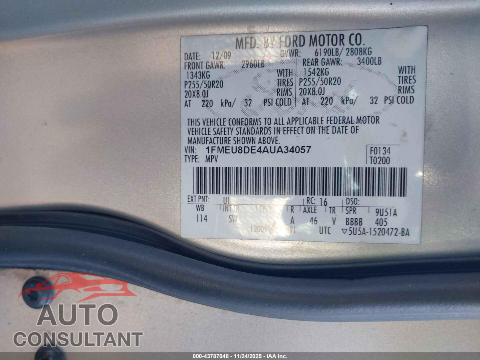 FORD EXPLORER 2010 - 1FMEU8DE4AUA34057