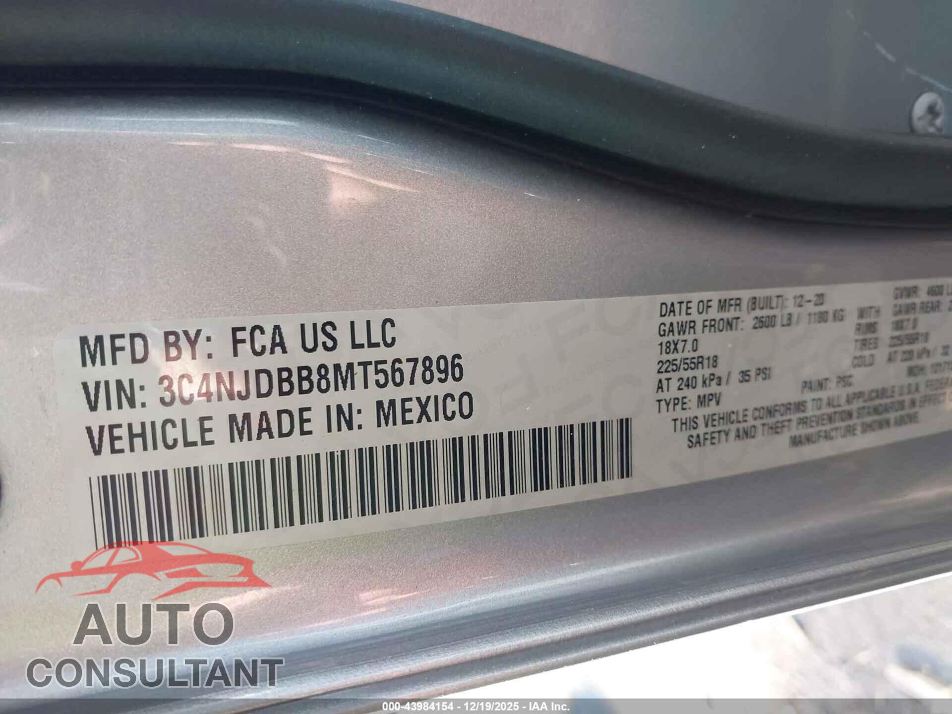 JEEP COMPASS 2021 - 3C4NJDBB8MT567896