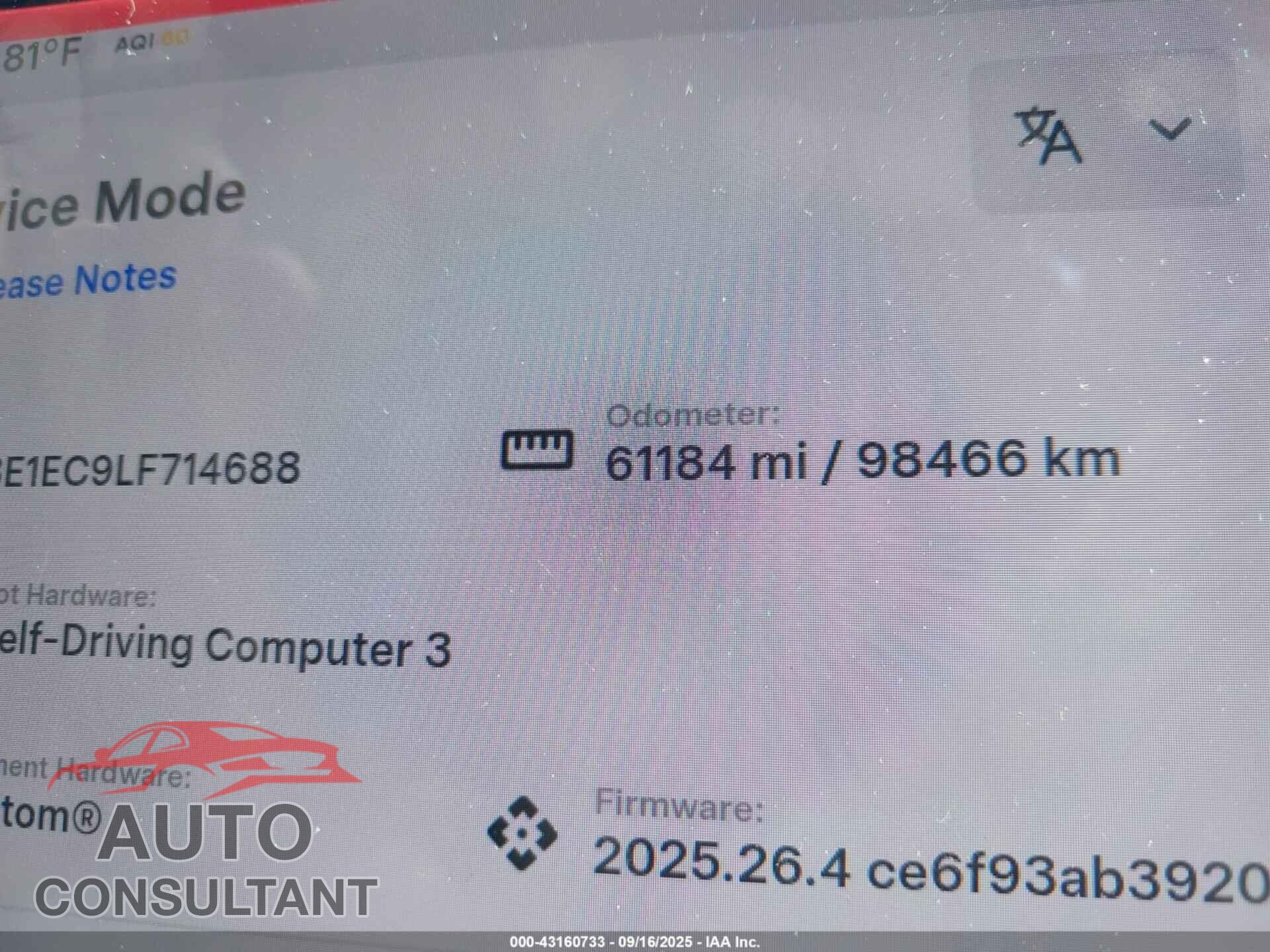TESLA MODEL 3 2020 - 5YJ3E1EC9LF714688