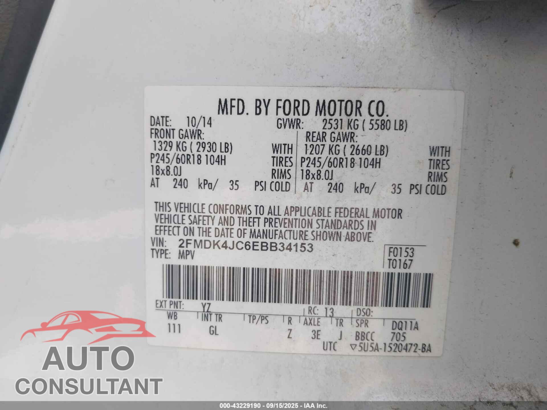 FORD EDGE 2014 - 2FMDK4JC6EBB34153