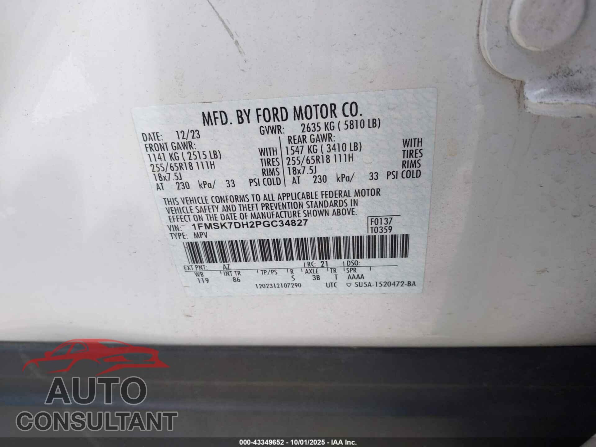 FORD EXPLORER 2023 - 1FMSK7DH2PGC34827