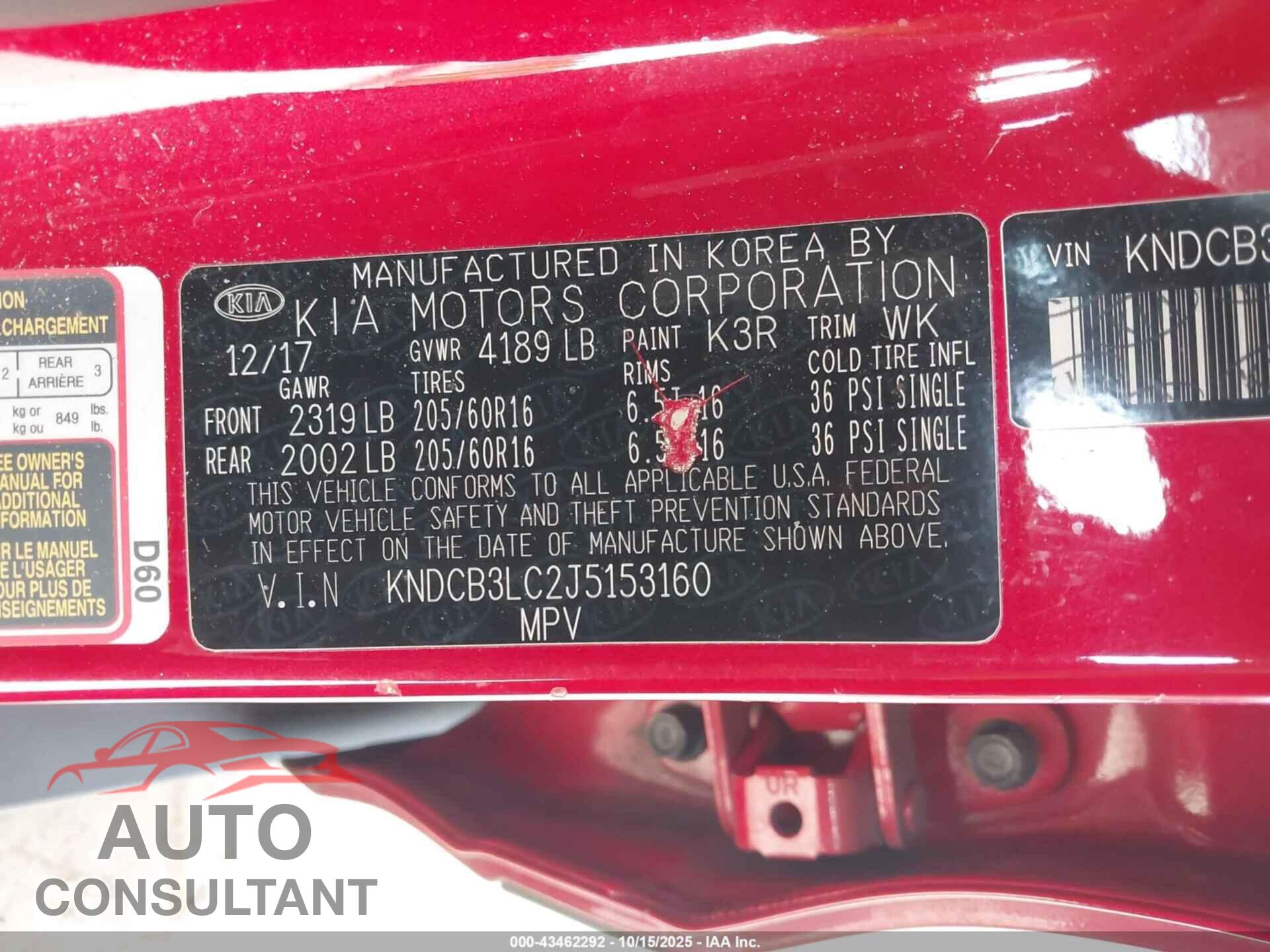 KIA NIRO 2018 - KNDCB3LC2J5153160