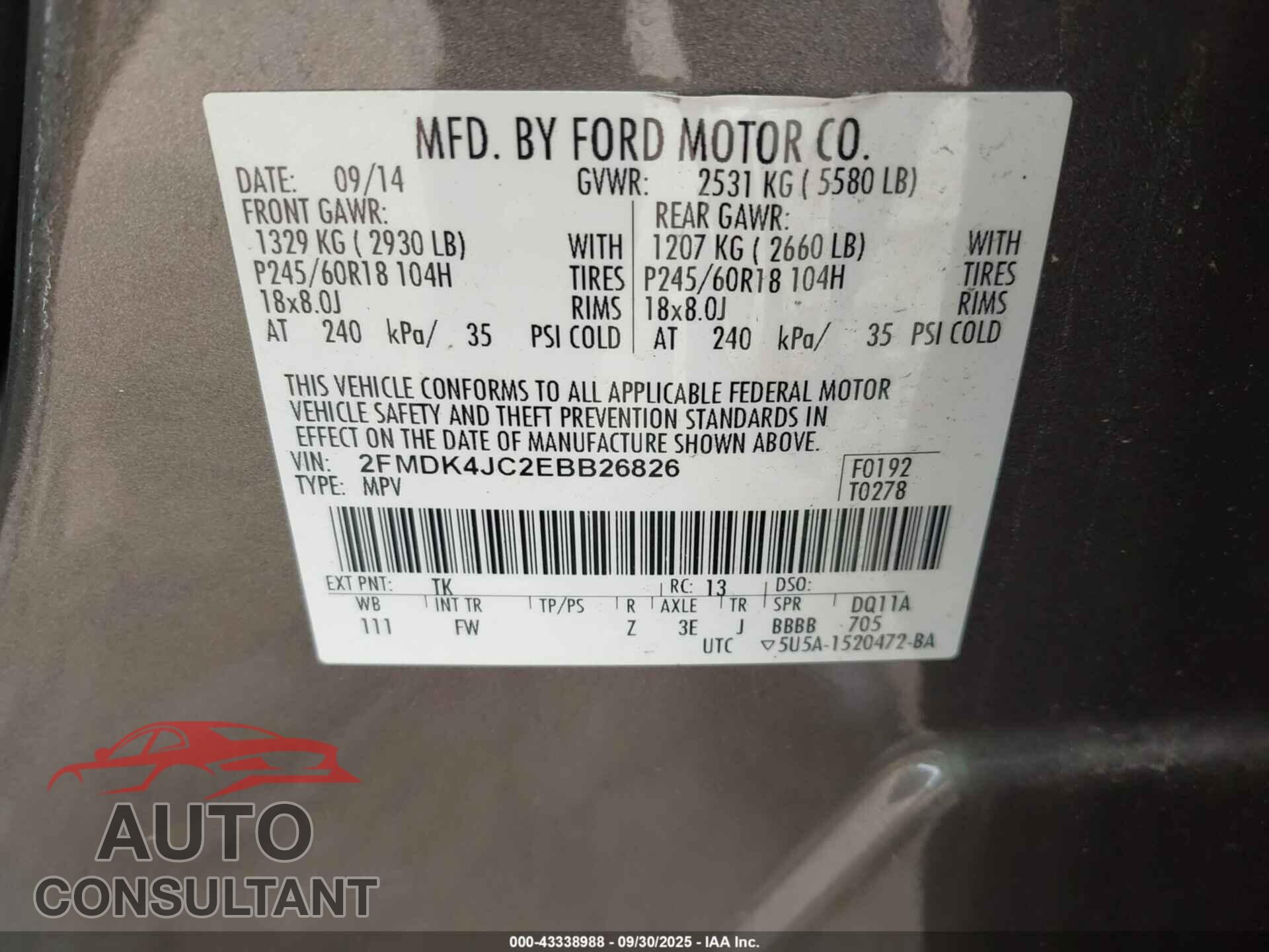 FORD EDGE 2014 - 2FMDK4JC2EBB26826