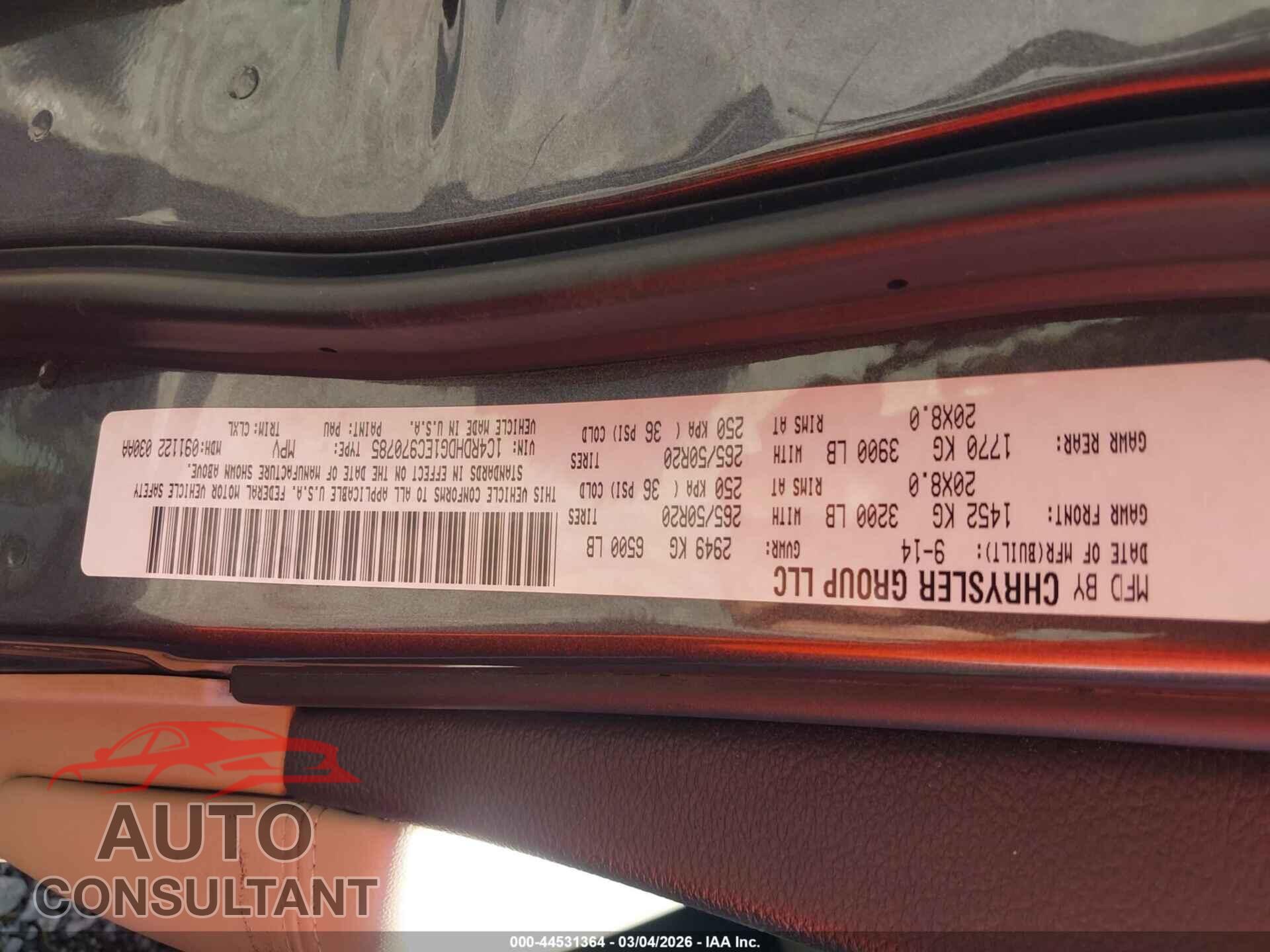 DODGE DURANGO 2014 - 1C4RDHDG1EC970785