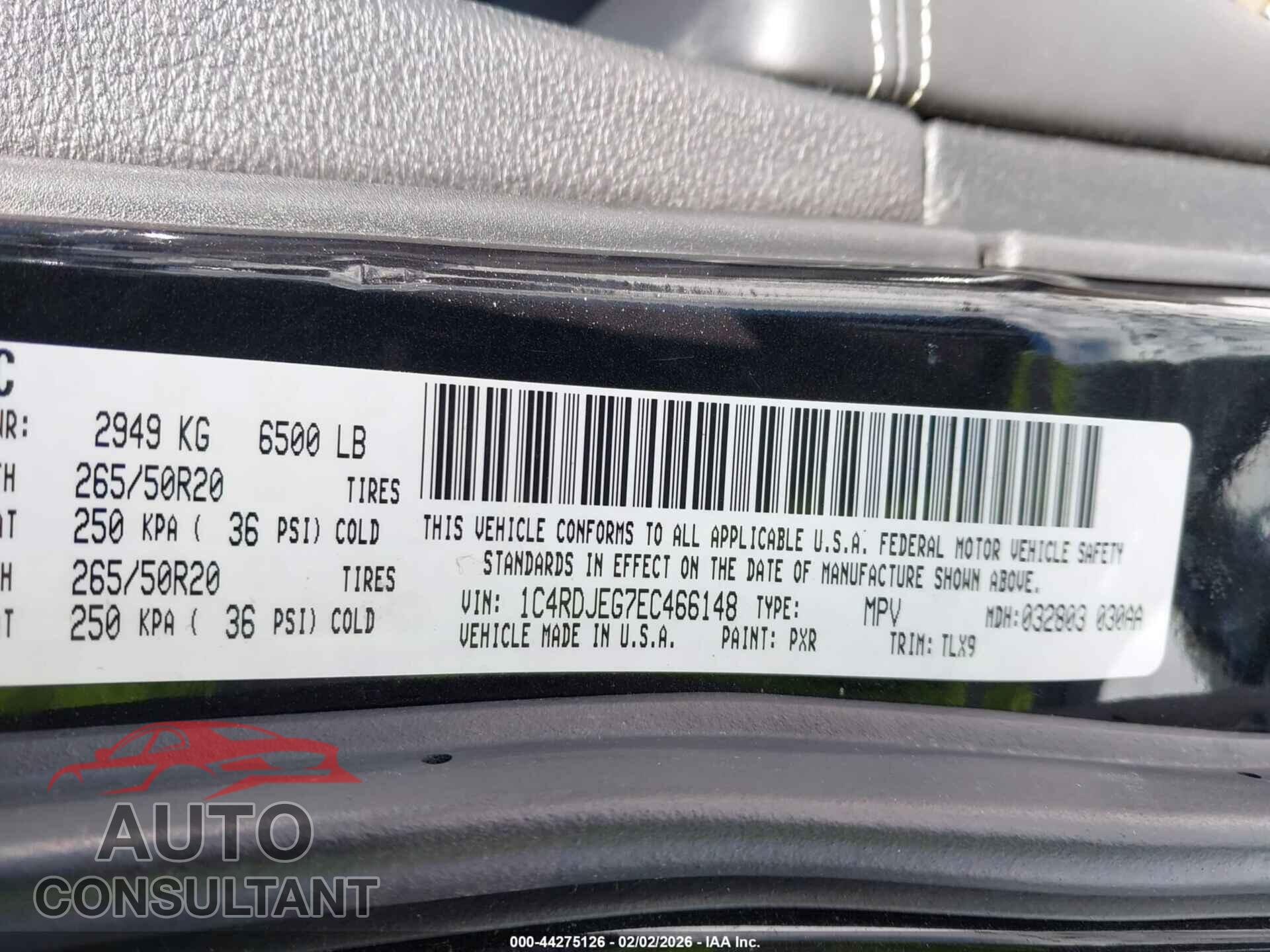 DODGE DURANGO 2014 - 1C4RDJEG7EC466148