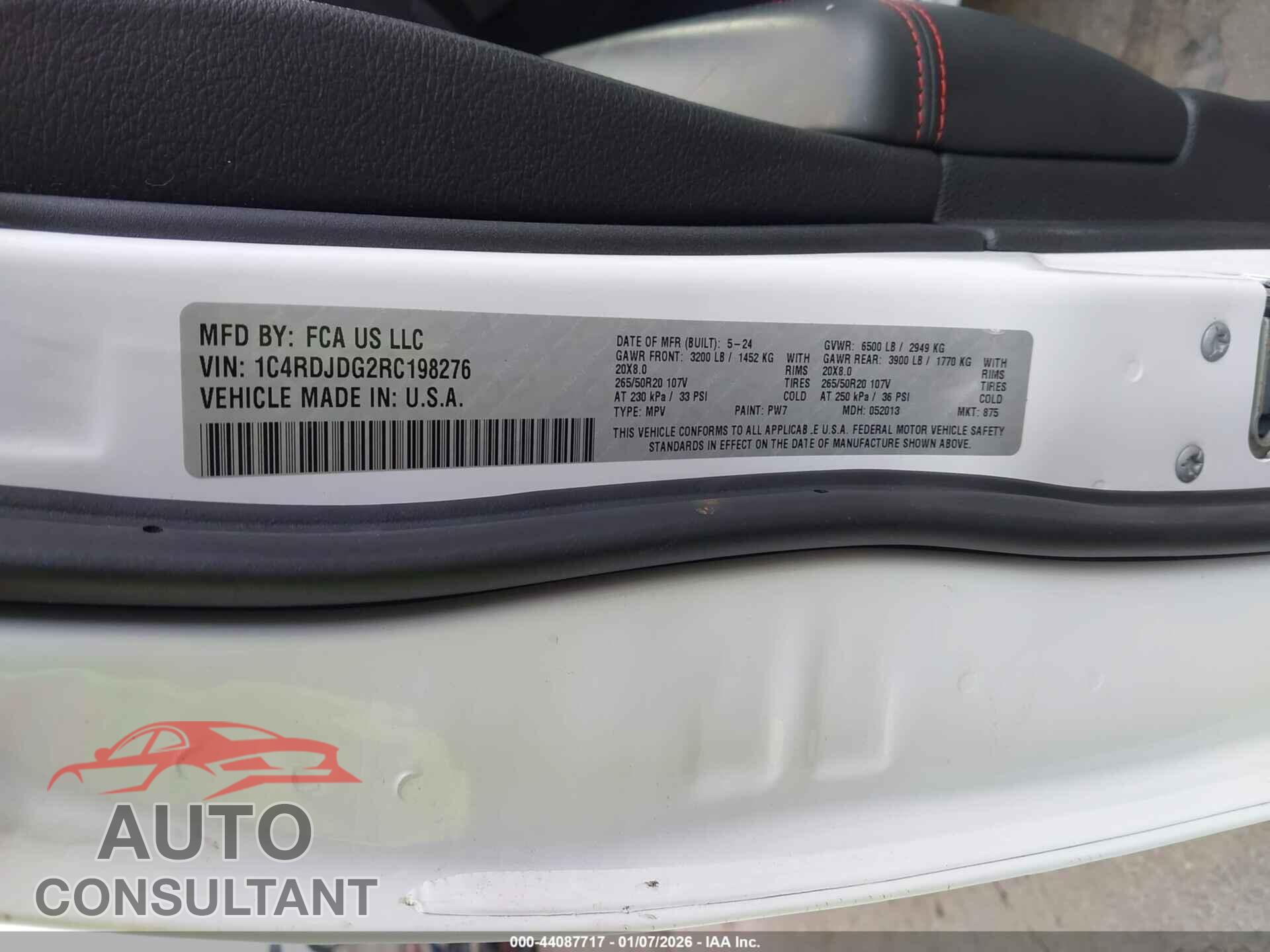 DODGE DURANGO 2024 - 1C4RDJDG2RC198276