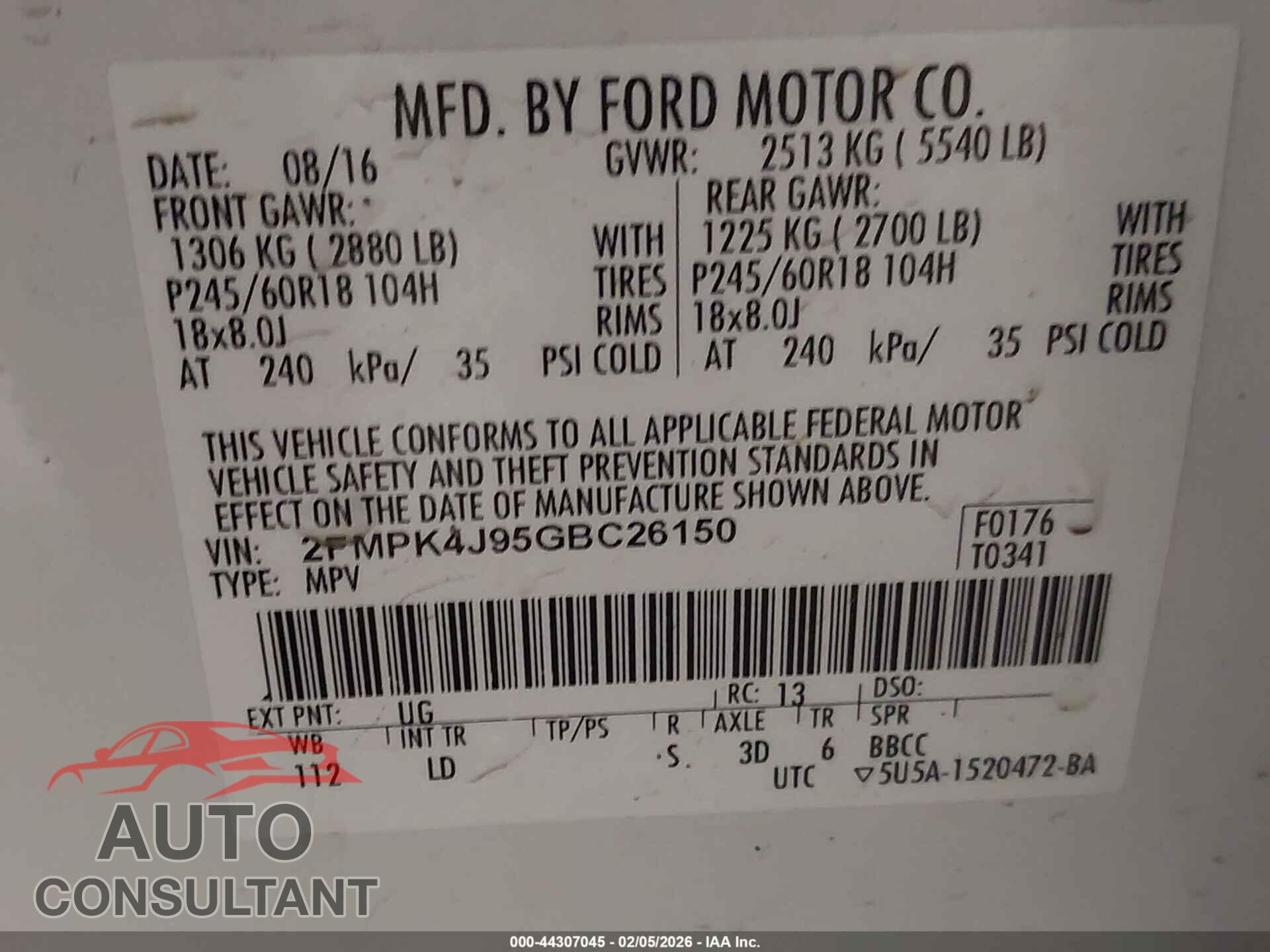 FORD EDGE 2016 - 2FMPK4J95GBC26150