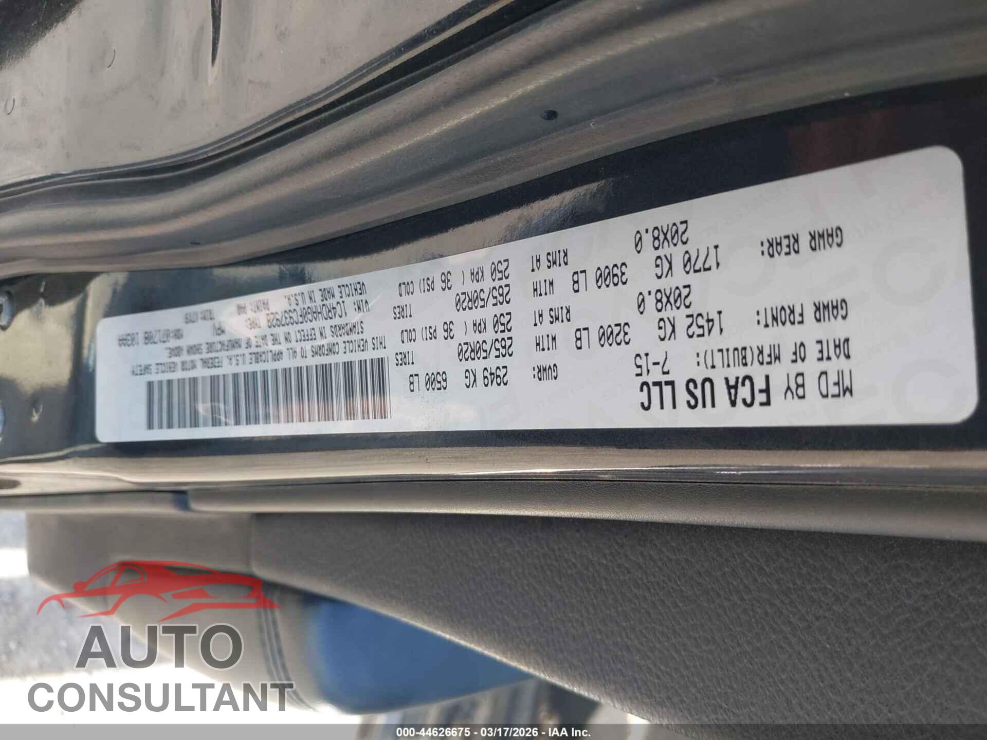 DODGE DURANGO 2015 - 1C4RDHAG0FC937928
