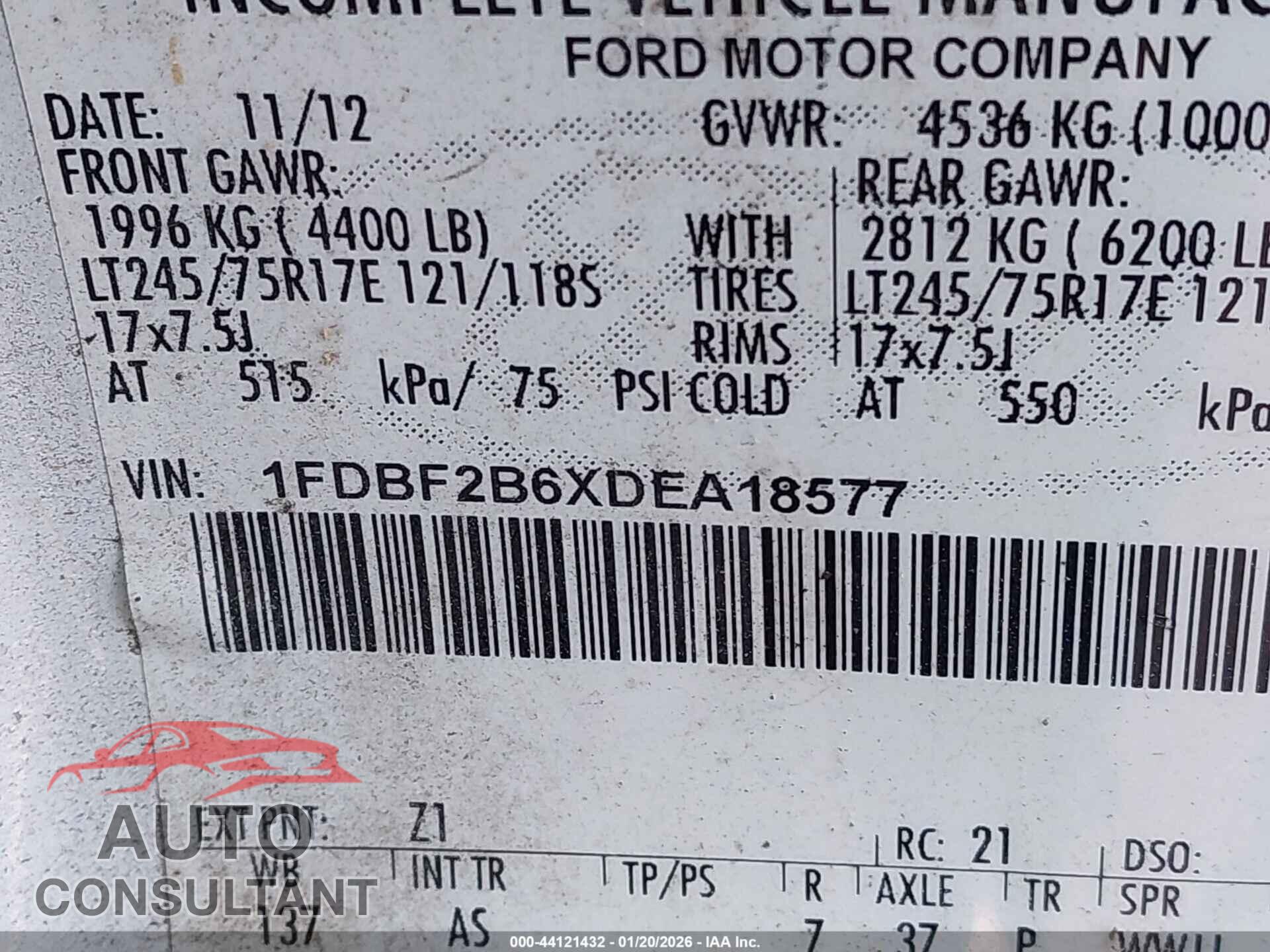 FORD F-250 2013 - 1FDBF2B6XDEA18577