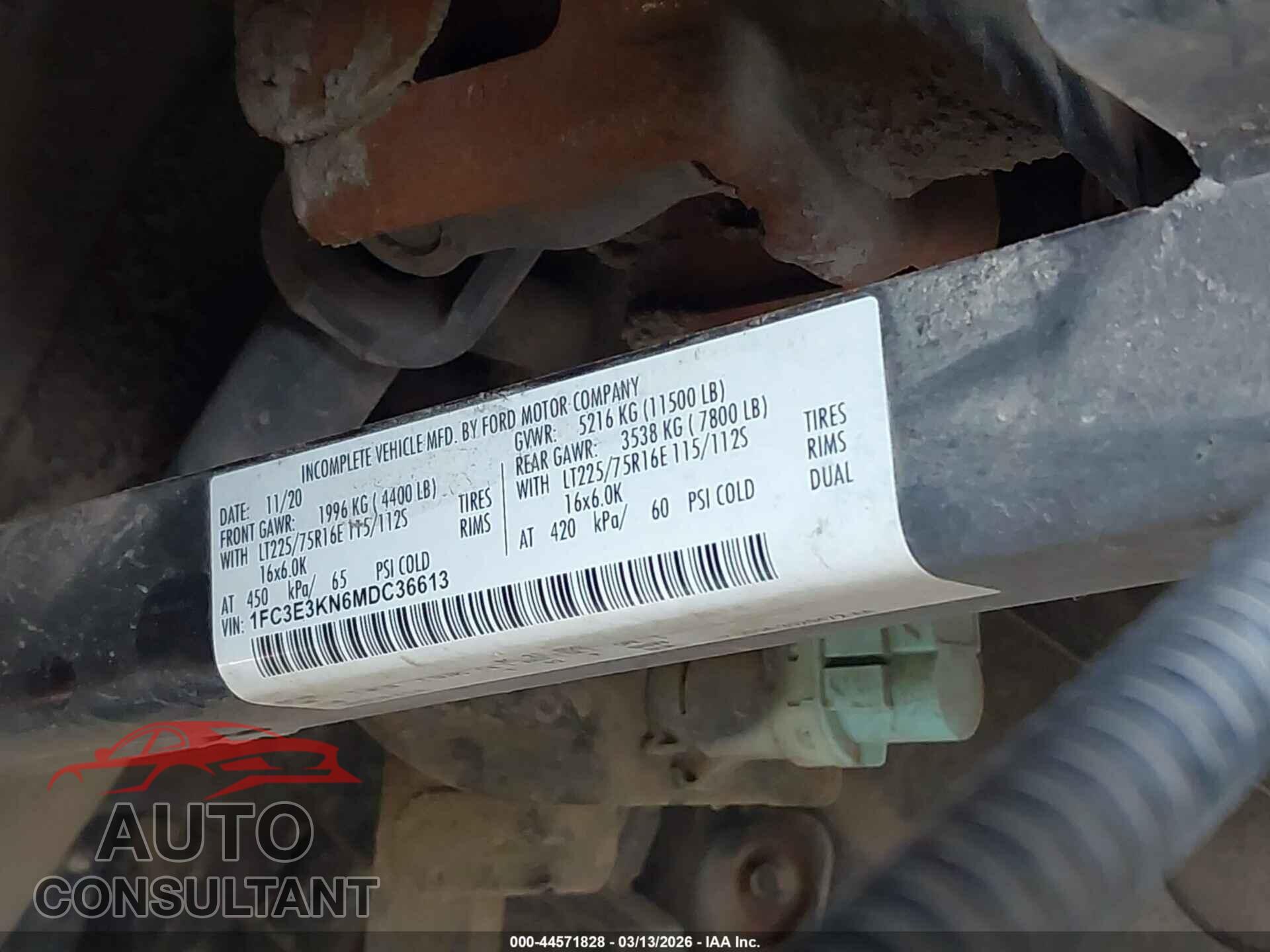 FORD E-350 STRIPPED 2021 - 1FC3E3KN6MDC36613