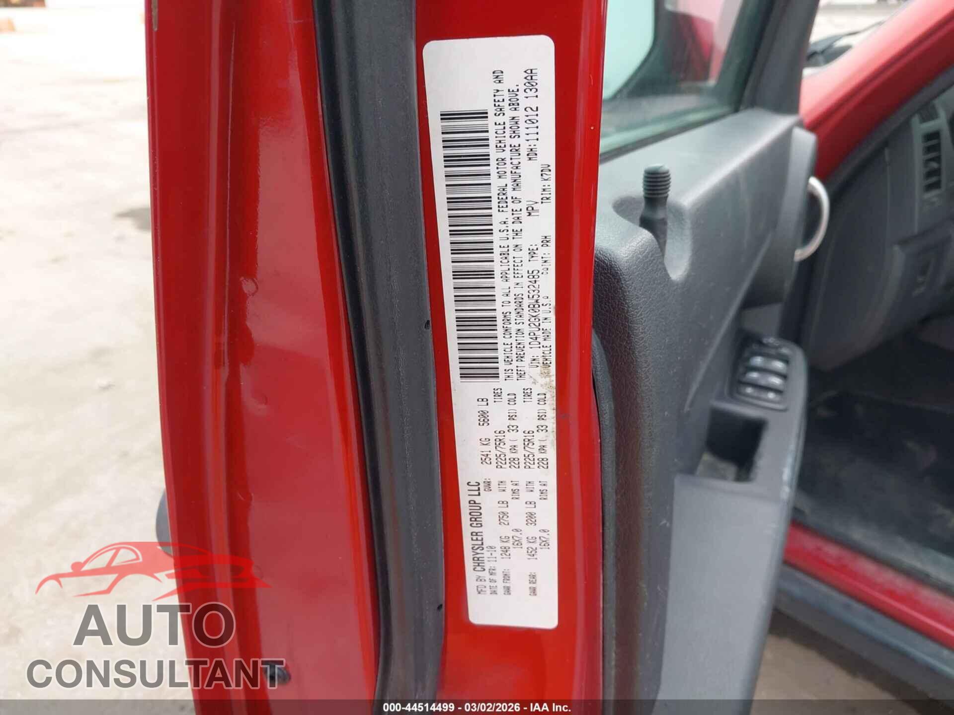 DODGE NITRO 2011 - 1D4PU2GK0BW532485