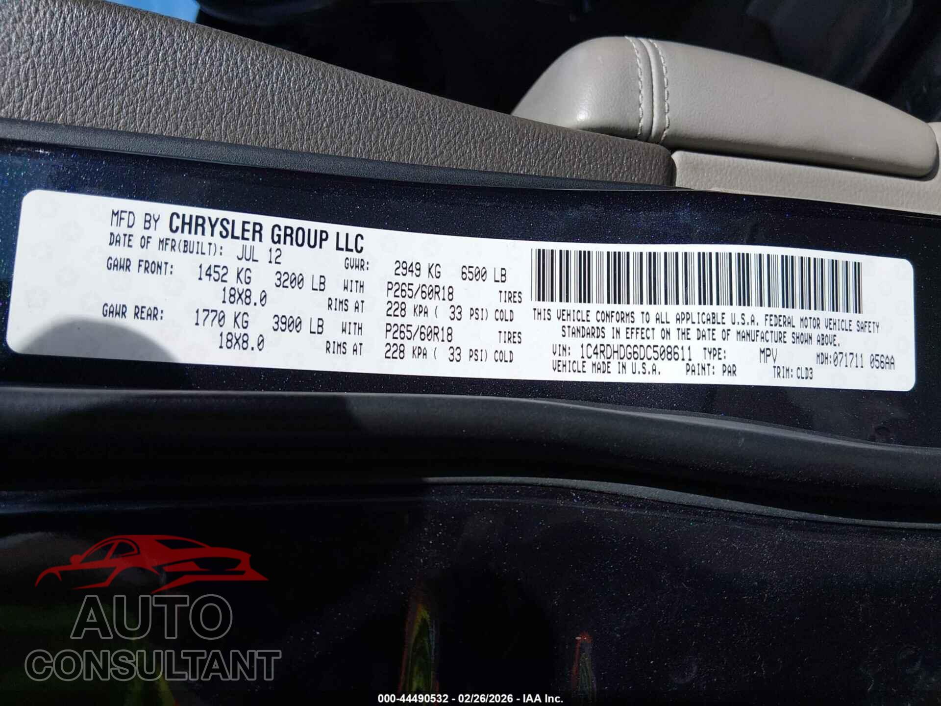 DODGE DURANGO 2013 - 1C4RDHDG6DC508611