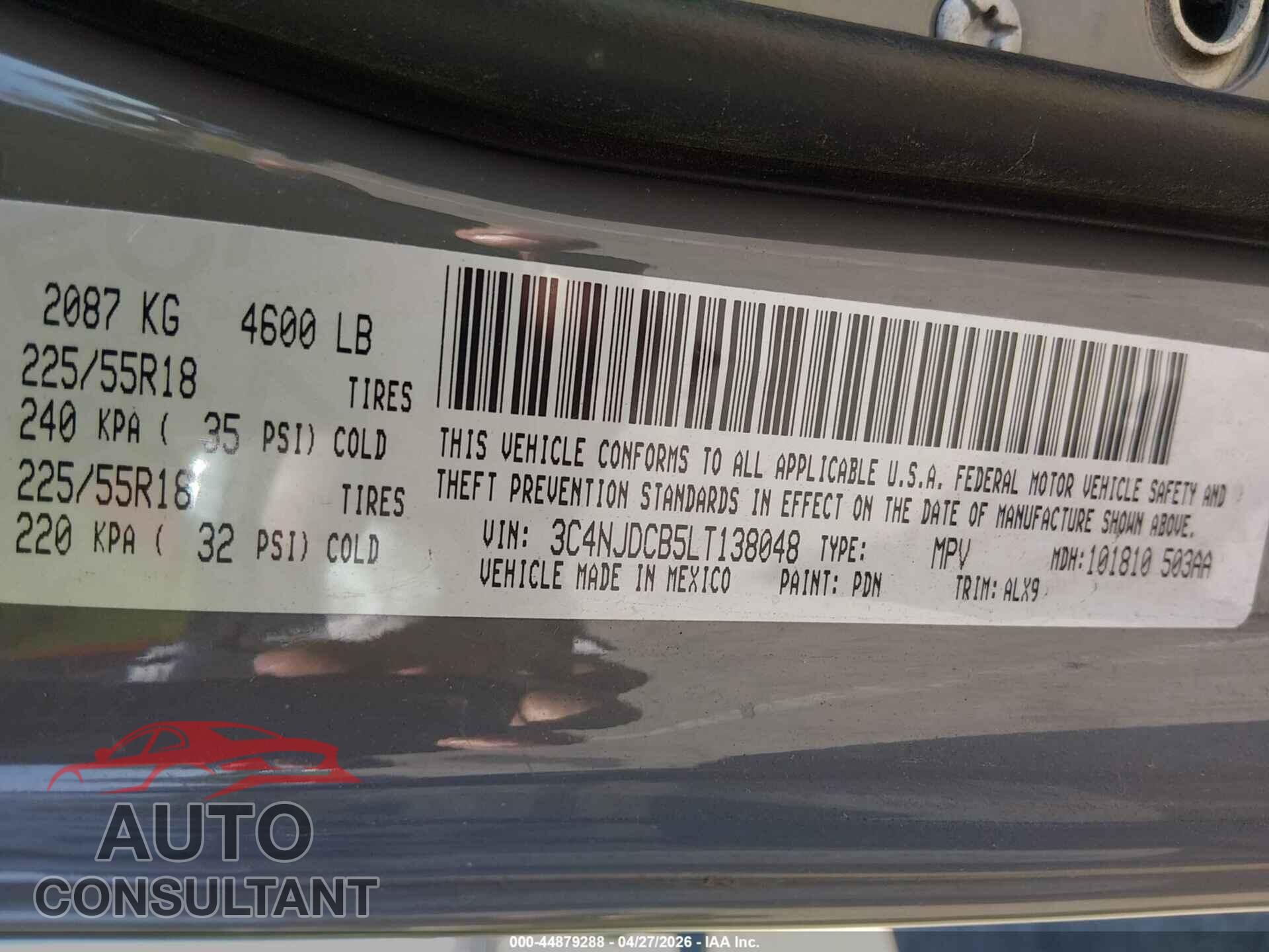 JEEP COMPASS 2020 - 3C4NJDCB5LT138048