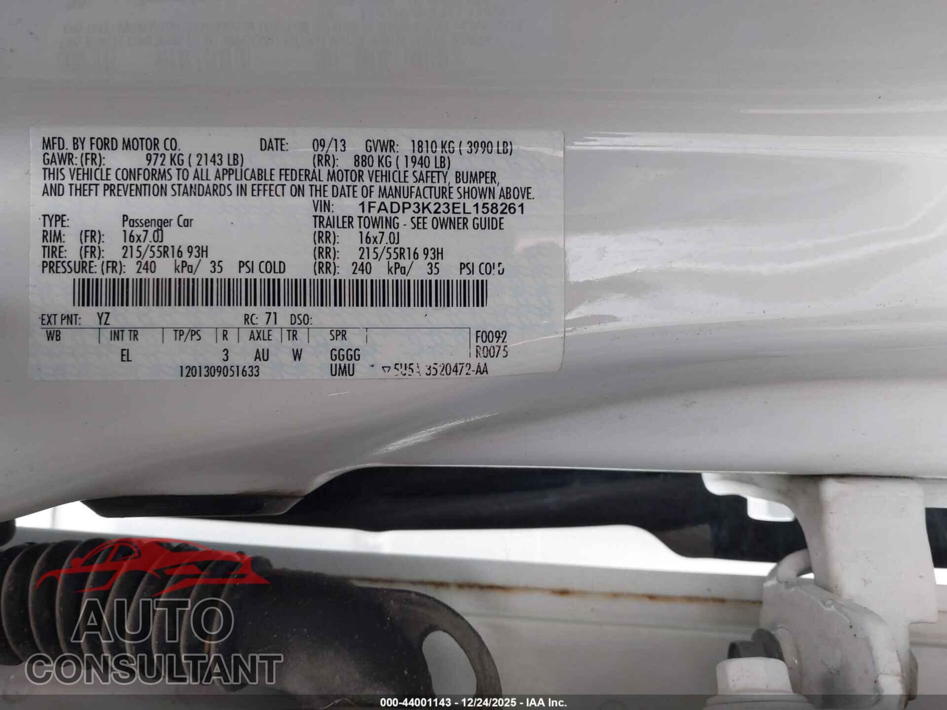 FORD FOCUS 2014 - 1FADP3K23EL158261