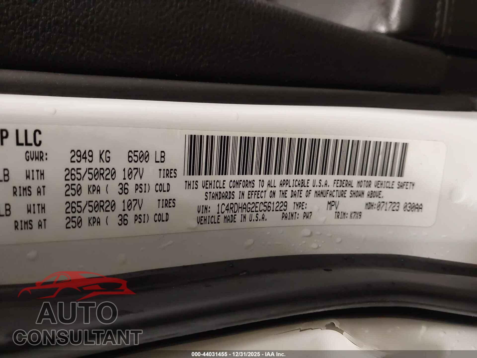 DODGE DURANGO 2014 - 1C4RDHAG2EC561229