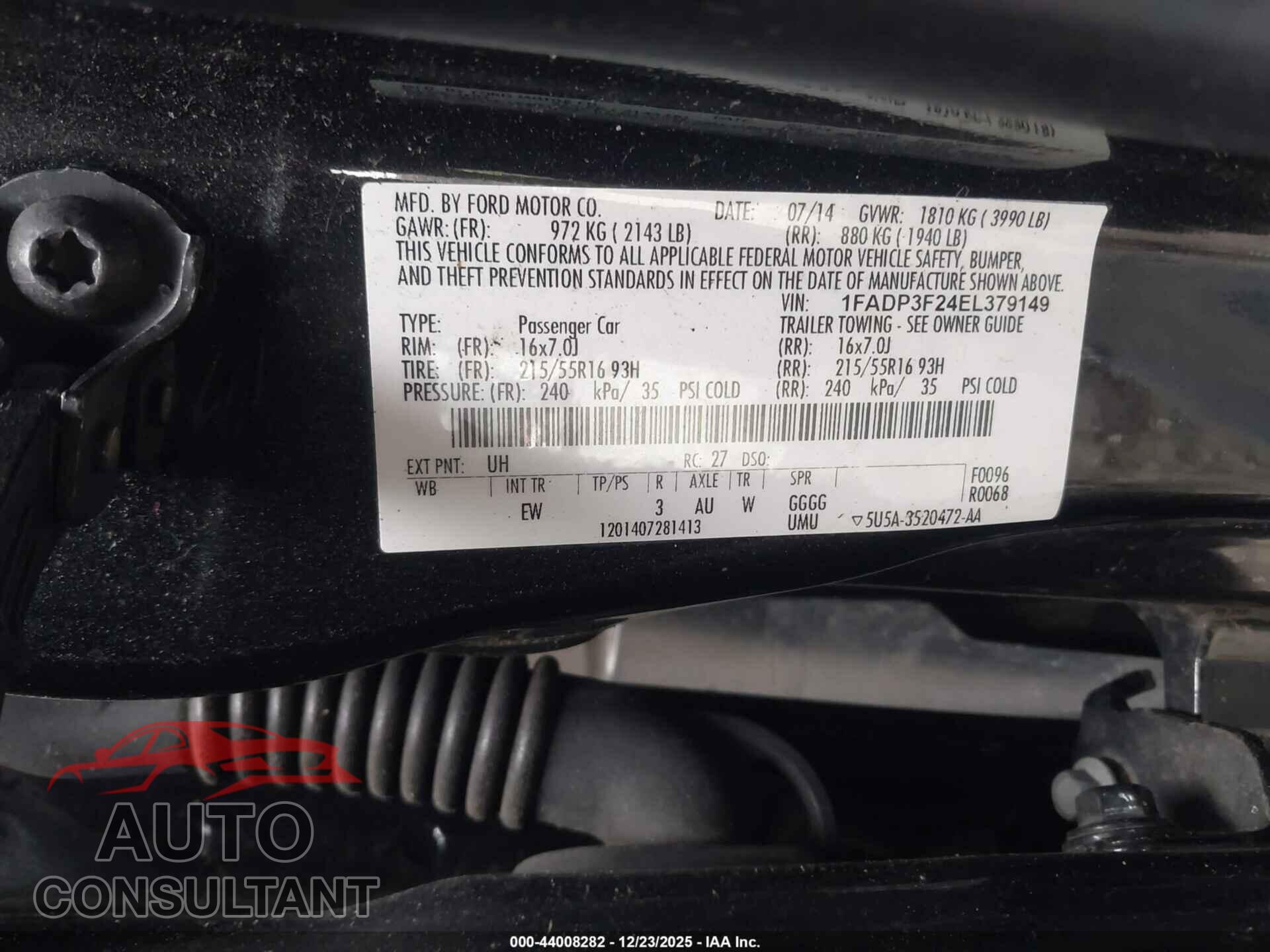 FORD FOCUS 2014 - 1FADP3F24EL379149