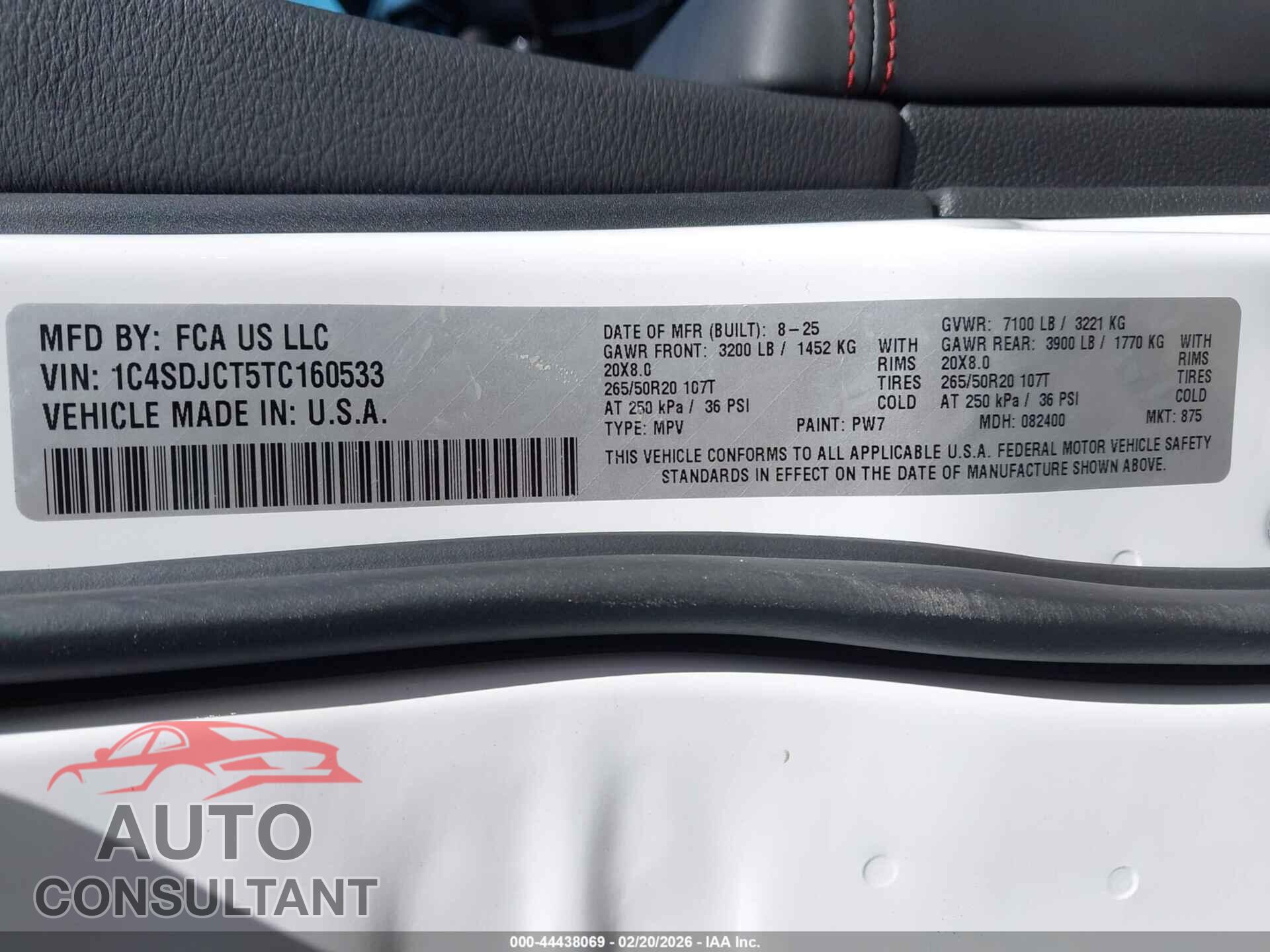 DODGE DURANGO 2026 - 1C4SDJCT5TC160533