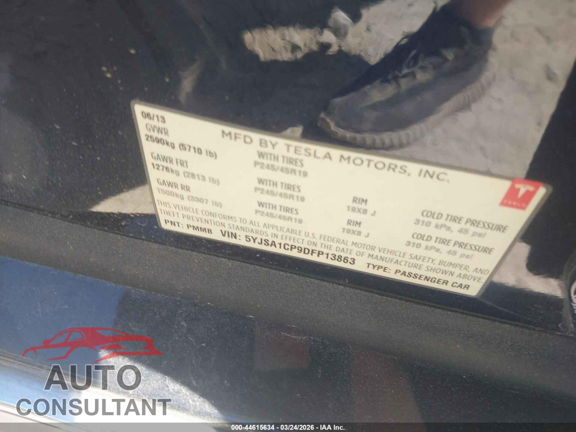 TESLA MODEL S 2013 - 5YJSA1CP9DFP13863