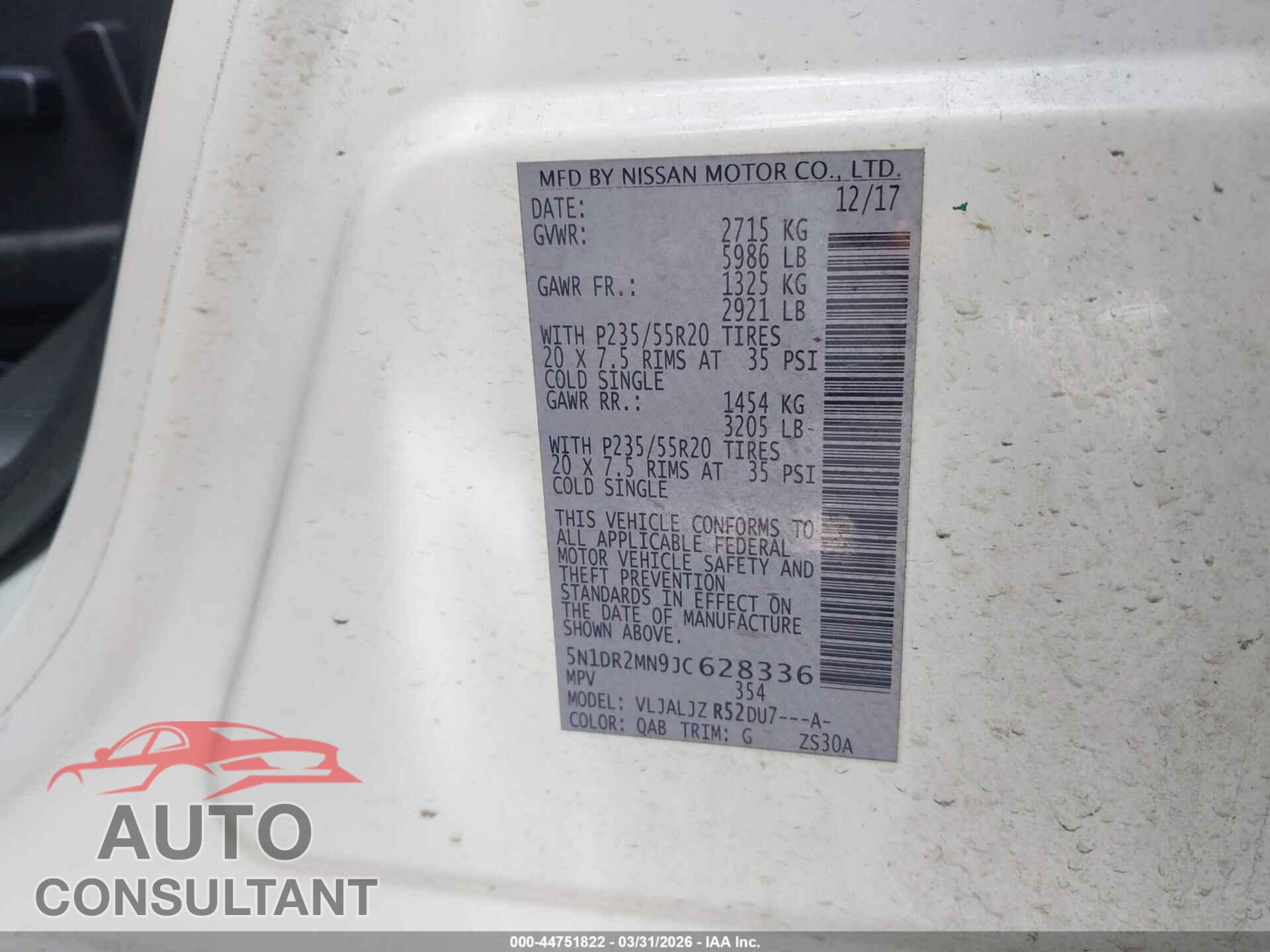 NISSAN PATHFINDER 2018 - 5N1DR2MN9JC628336