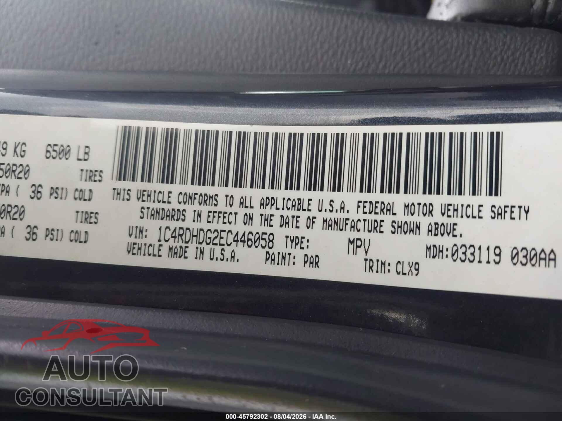 DODGE DURANGO 2014 - 1C4RDHDG2EC446058
