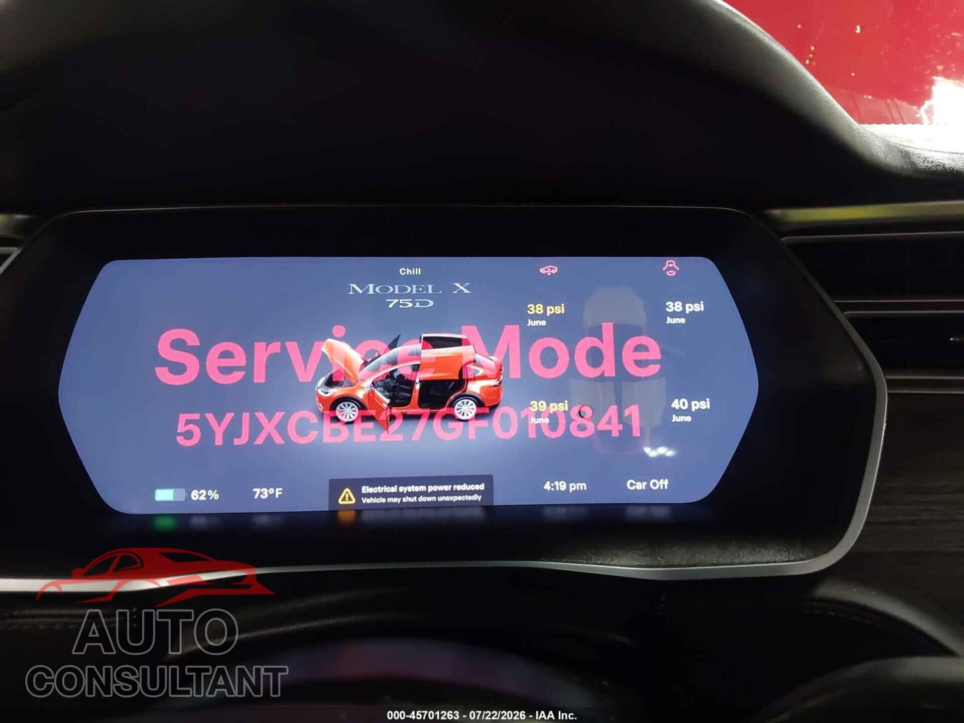 TESLA MODEL X 2016 - 5YJXCBE27GF010841