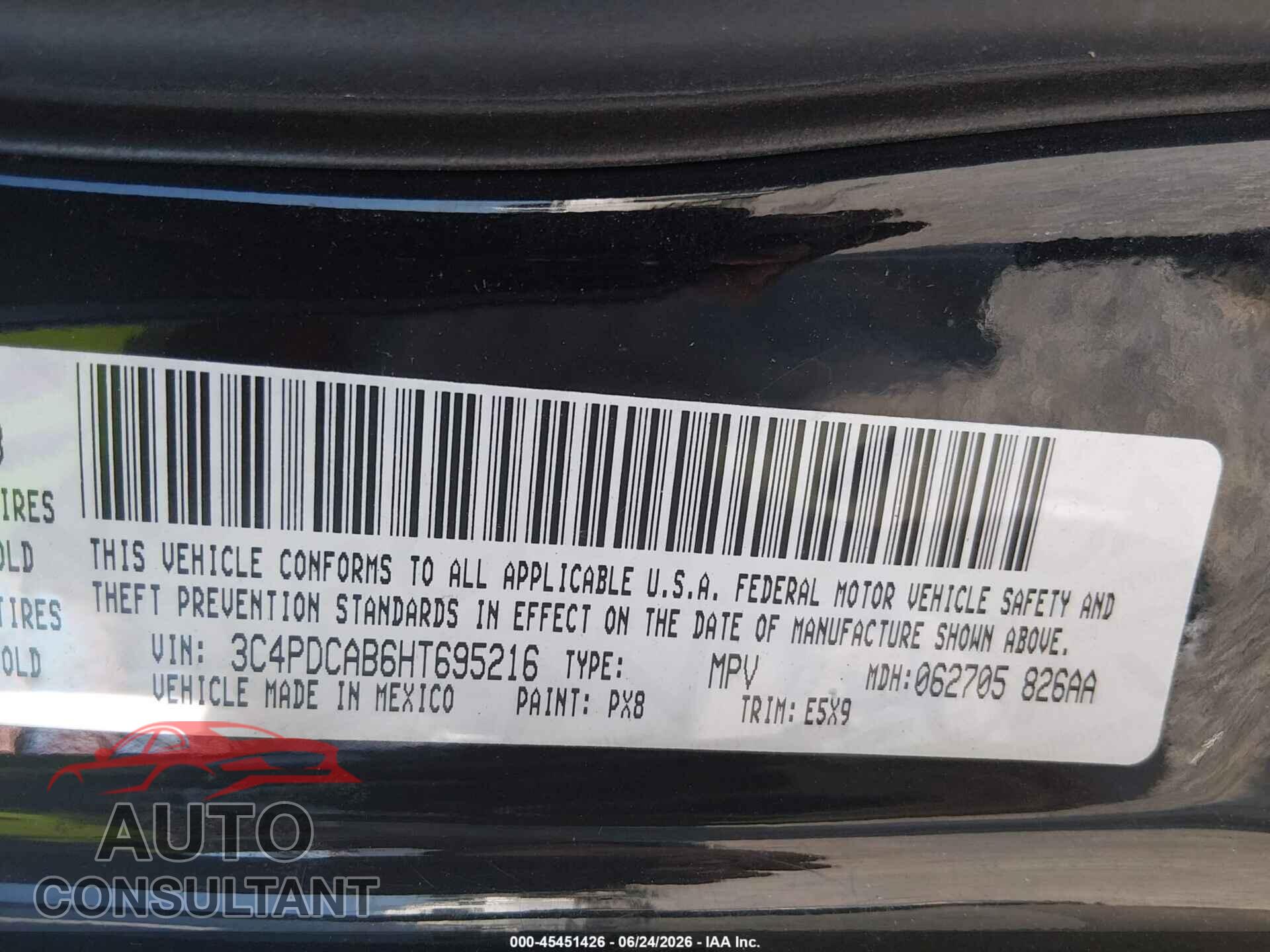 DODGE JOURNEY 2017 - 3C4PDCAB6HT695216