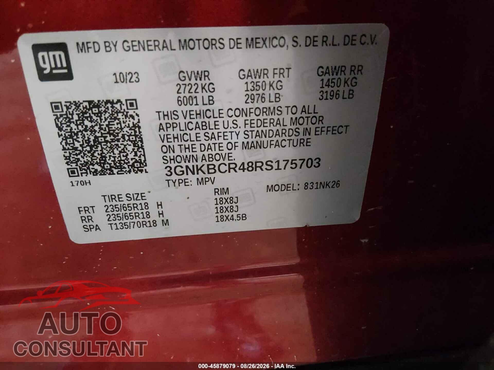 CHEVROLET BLAZER 2024 - 3GNKBCR48RS175703