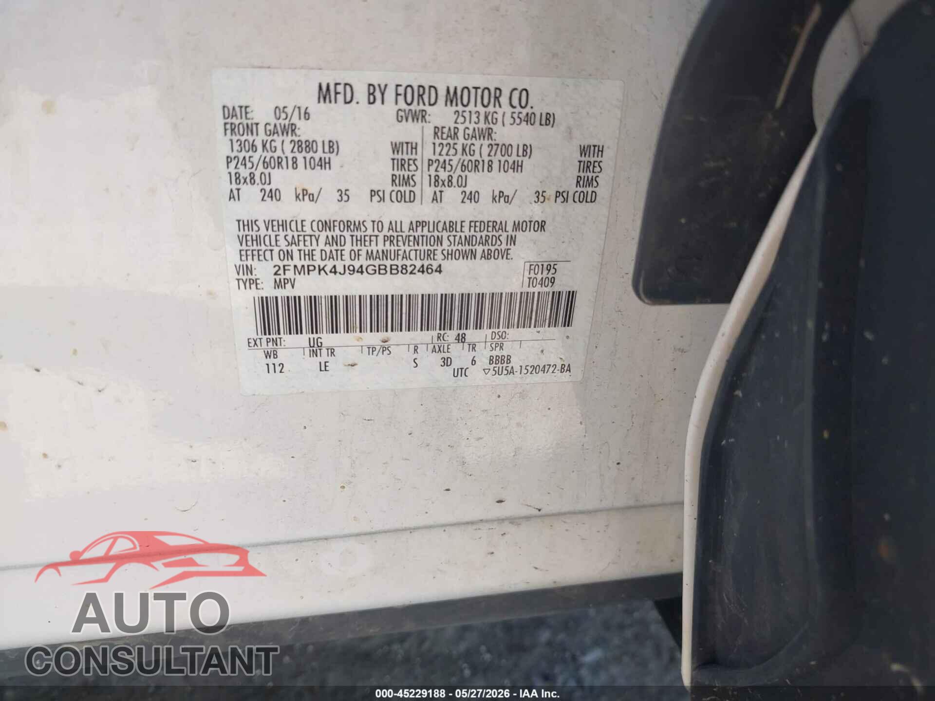 FORD EDGE 2016 - 2FMPK4J94GBB82464