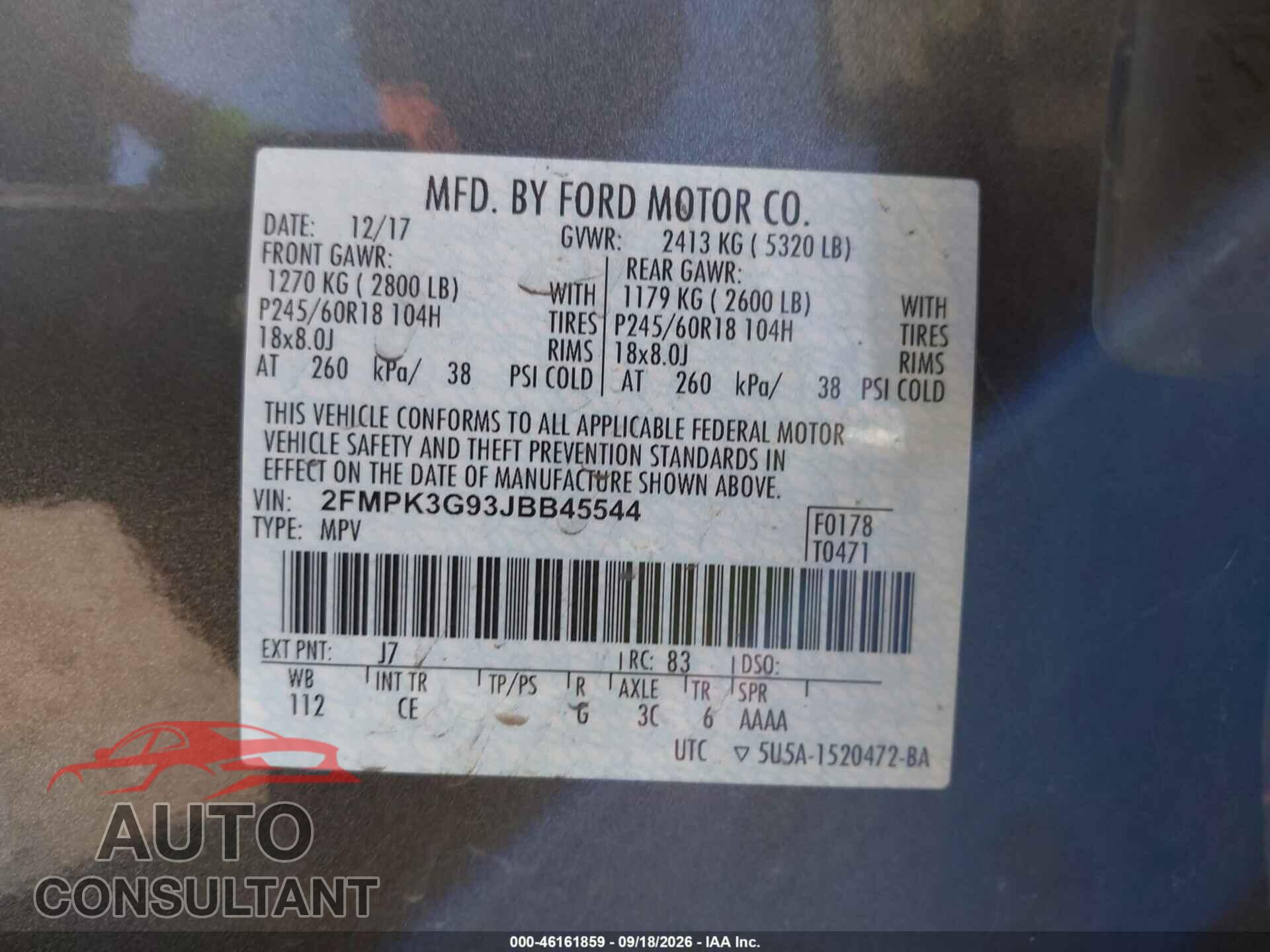 FORD EDGE 2018 - 2FMPK3G93JBB45544