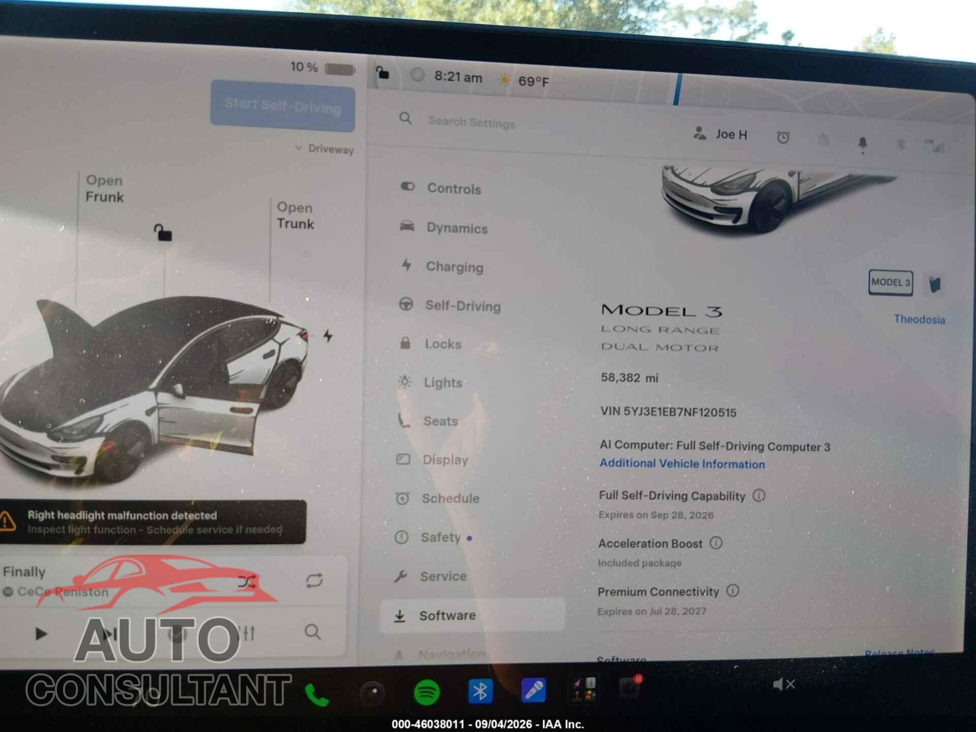 TESLA MODEL 3 2022 - 5YJ3E1EB7NF120515