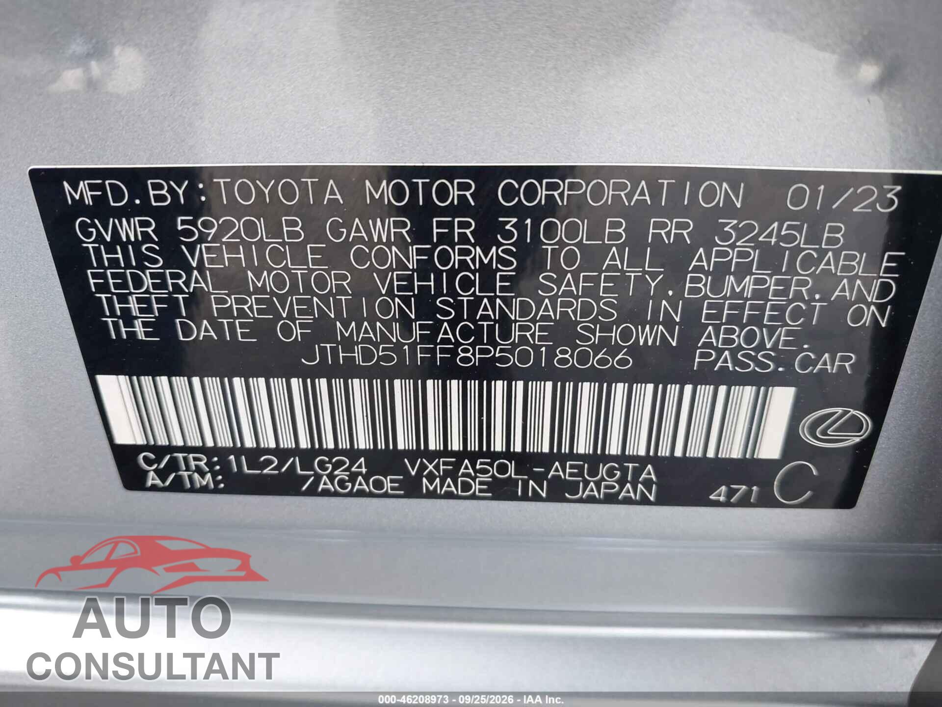 LEXUS LS 500 2023 - JTHD51FF8P5018066