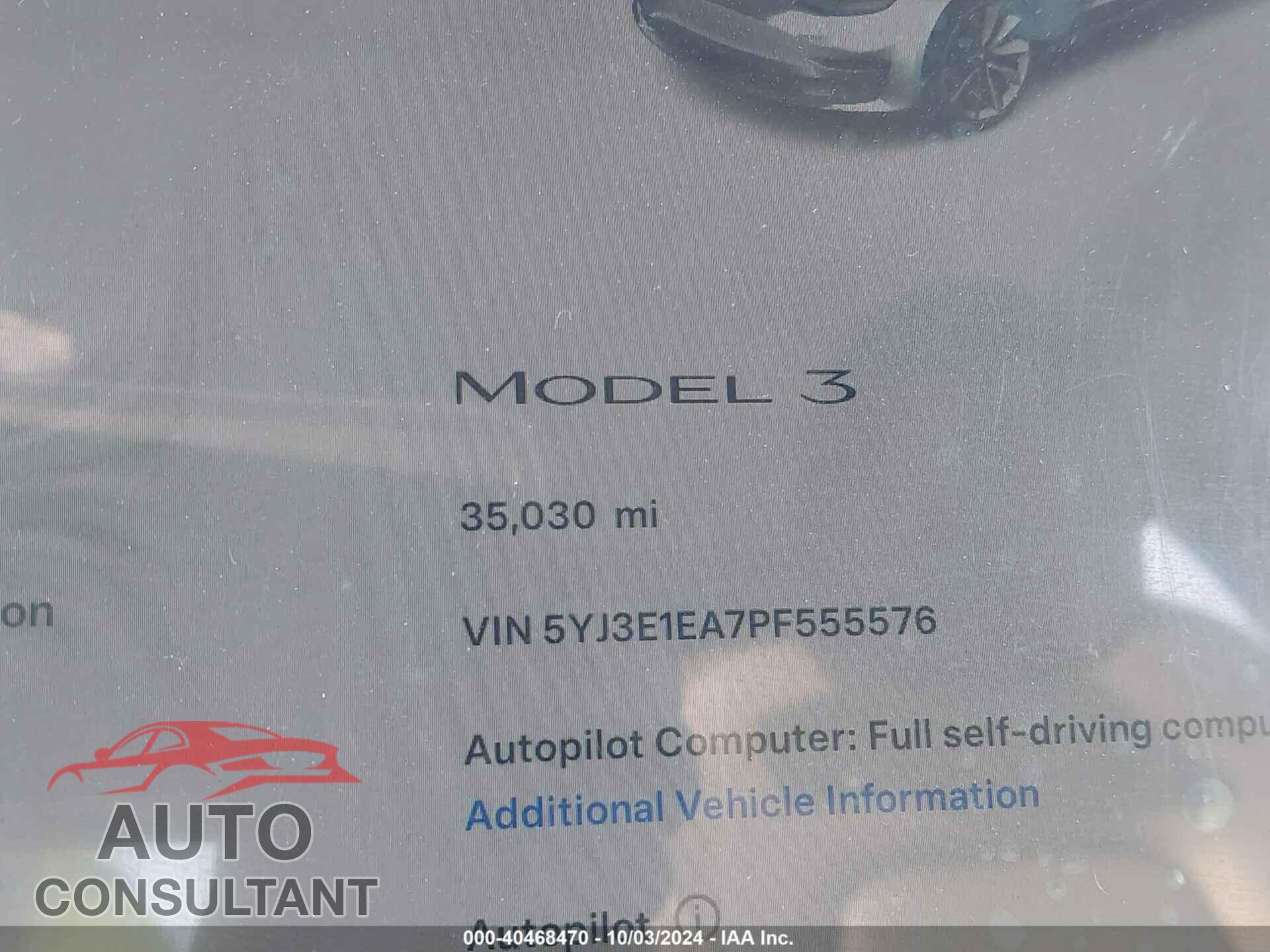 TESLA MODEL 3 2023 - 5YJ3E1EA7PF555576