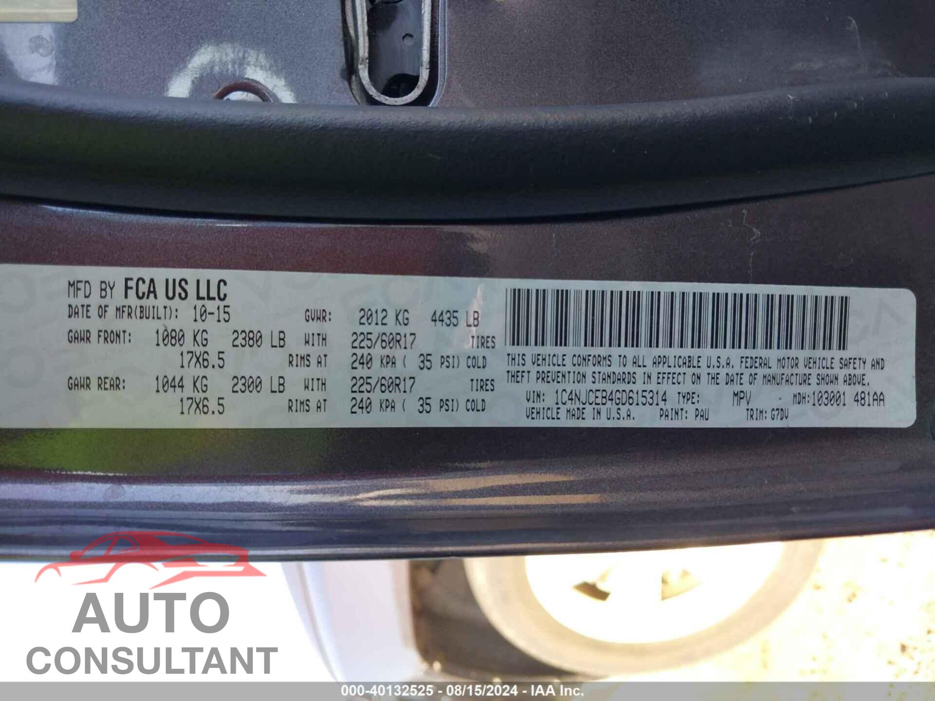 JEEP COMPASS 2016 - 1C4NJCEB4GD615314