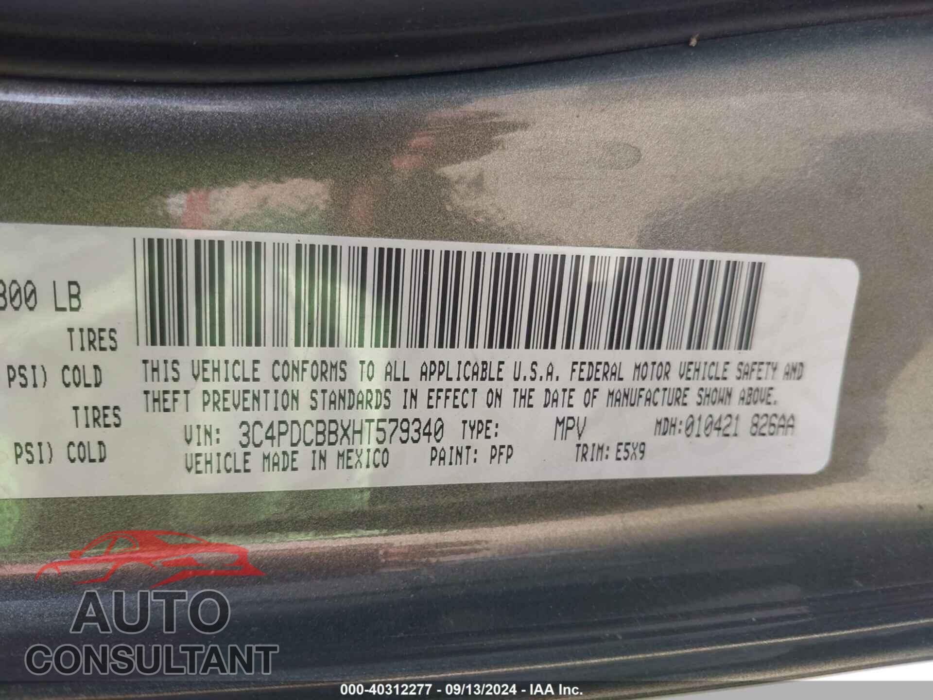 DODGE JOURNEY 2017 - 3C4PDCBBXHT579340