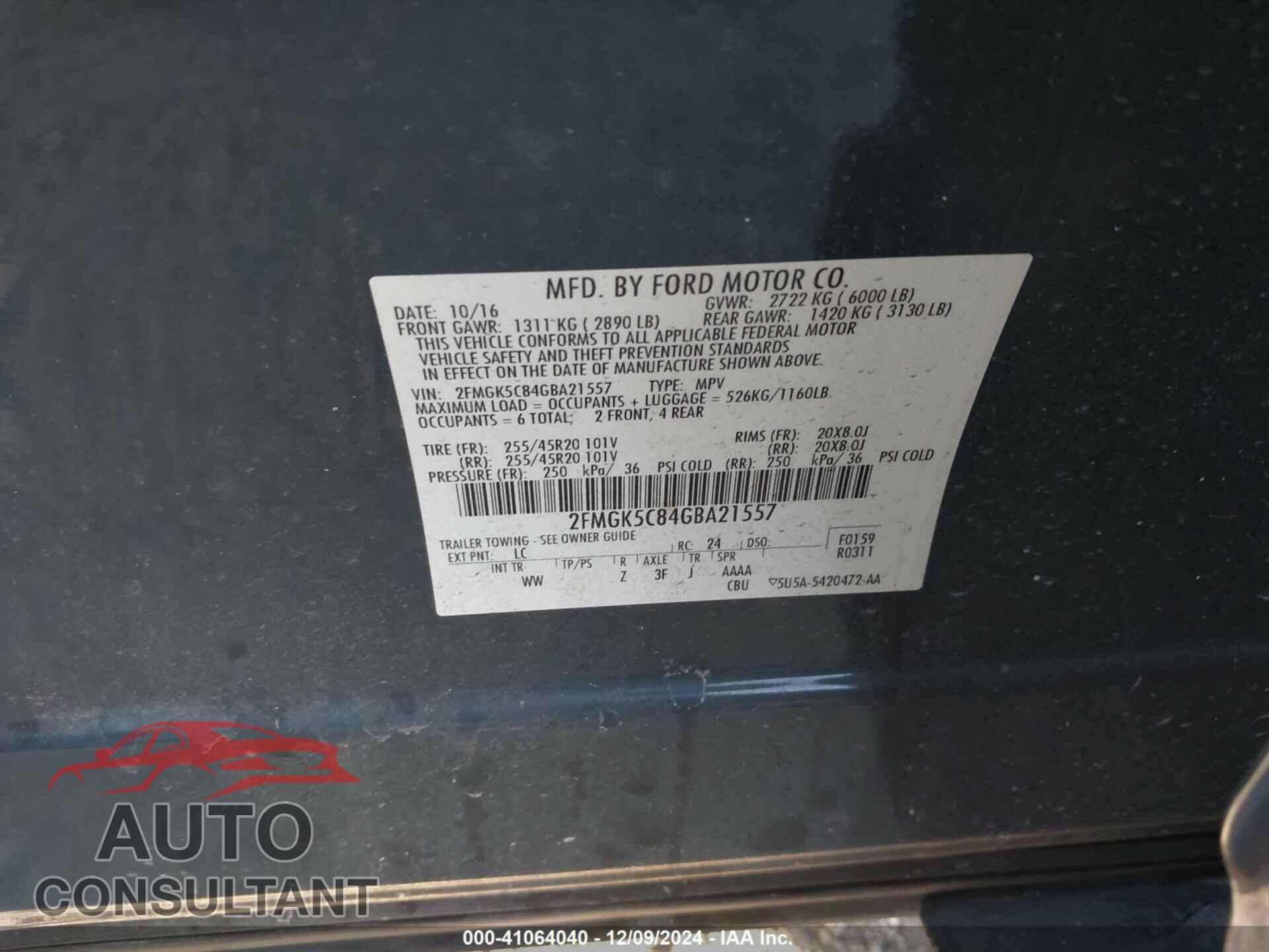 FORD FLEX 2016 - 2FMGK5C84GBA21557