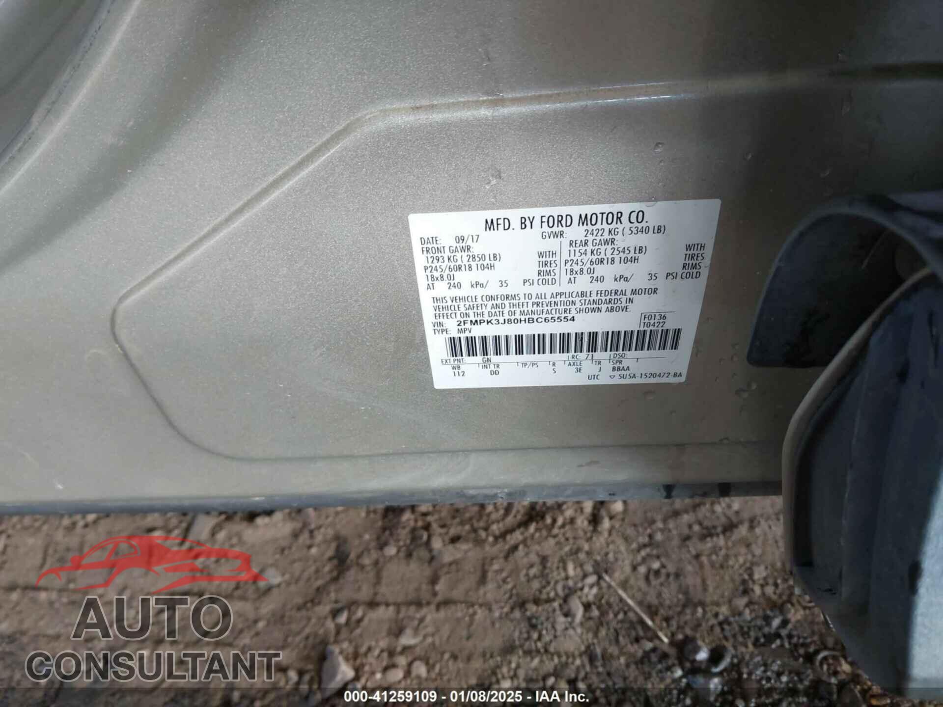 FORD EDGE 2017 - 2FMPK3J80HBC65554