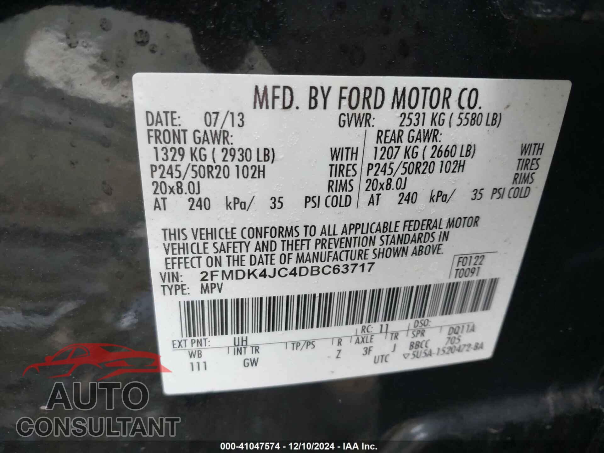 FORD EDGE 2013 - 2FMDK4JC4DBC63717