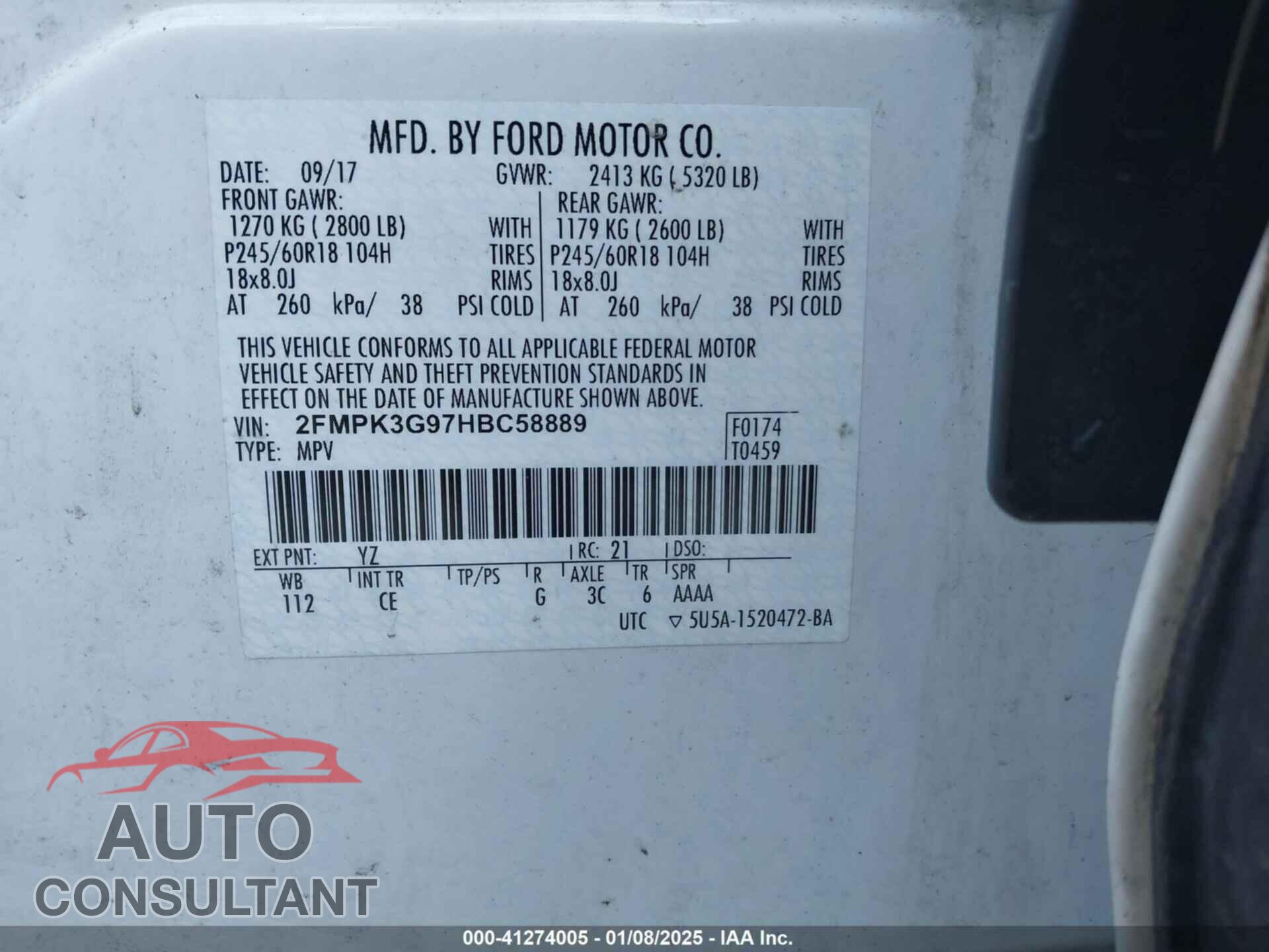 FORD EDGE 2017 - 2FMPK3G97HBC58889