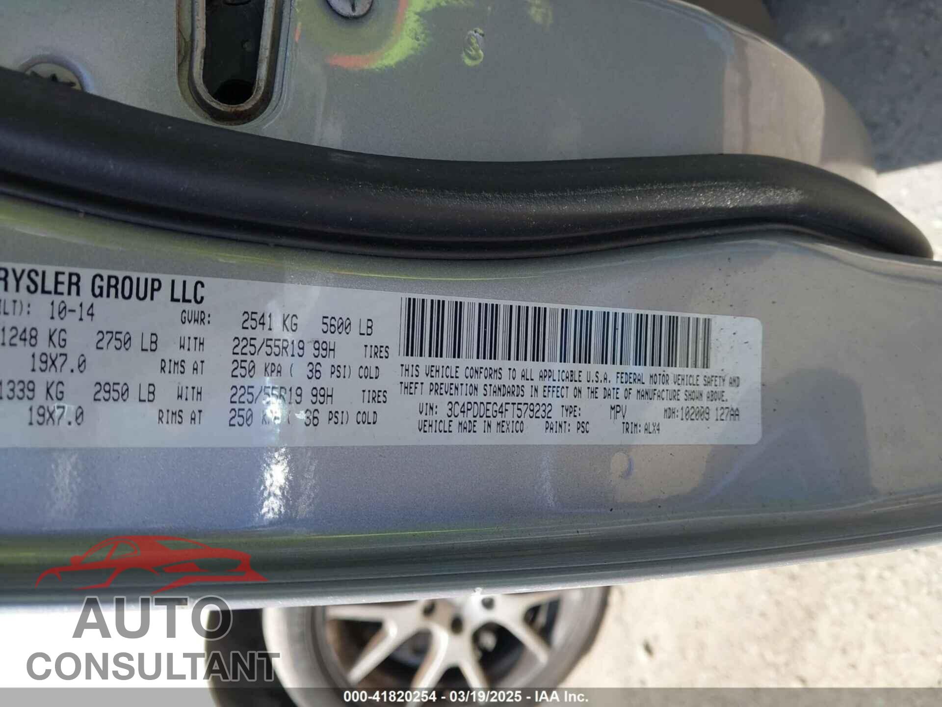 DODGE JOURNEY 2015 - 3C4PDDEG4FT579232